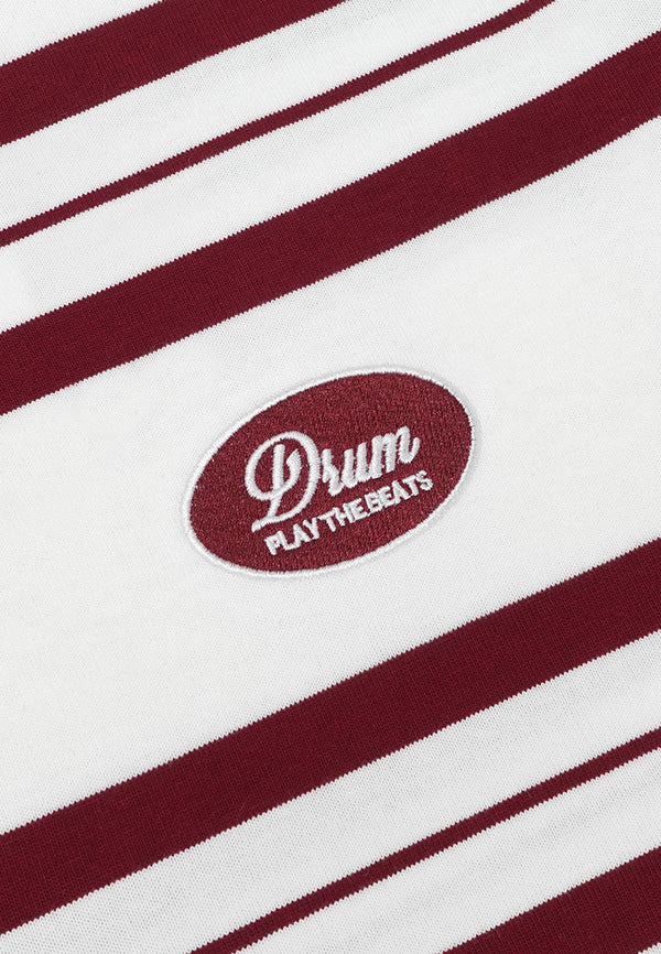 DRUM SELECT Logo Oversized Stripe Tee- Red