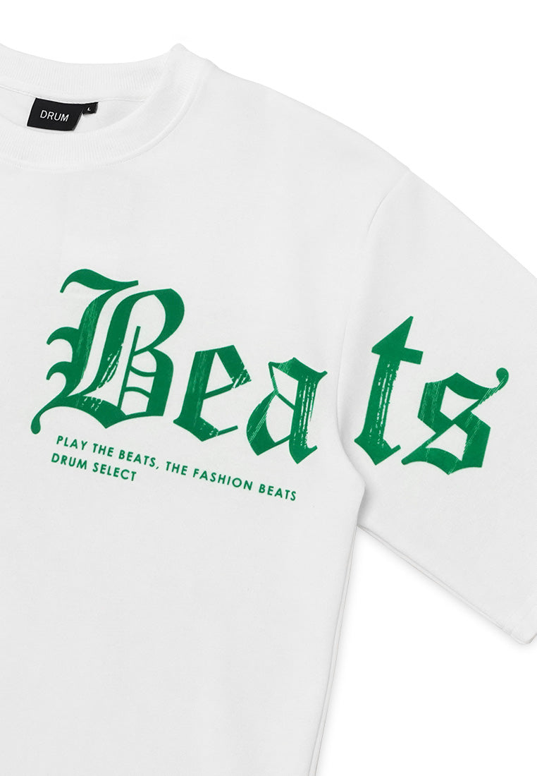 DRUM SELECT Beats Oversized Tee- White