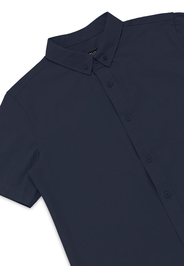 DRUM Casual Short Sleeve Shirt- Navy Blue