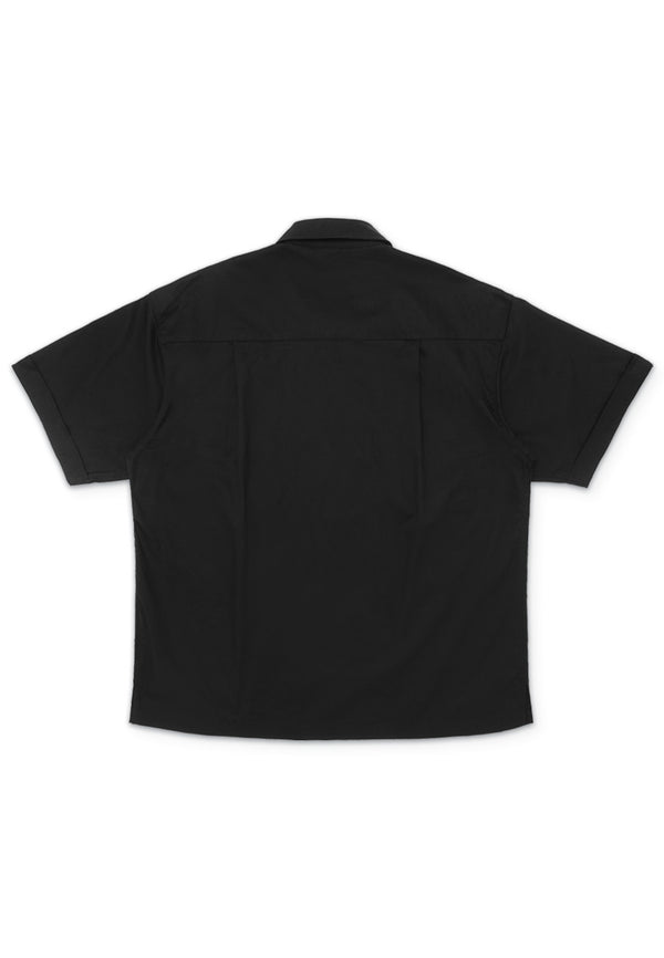 DRUM Relaxed Fit Pocket Short Sleeve Shirt- Black