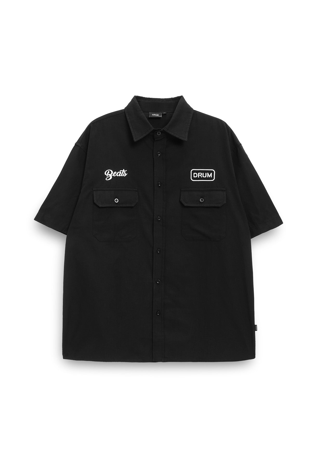 Select Logo Embroidery Mechanic Short Sleeve Shirt- Black