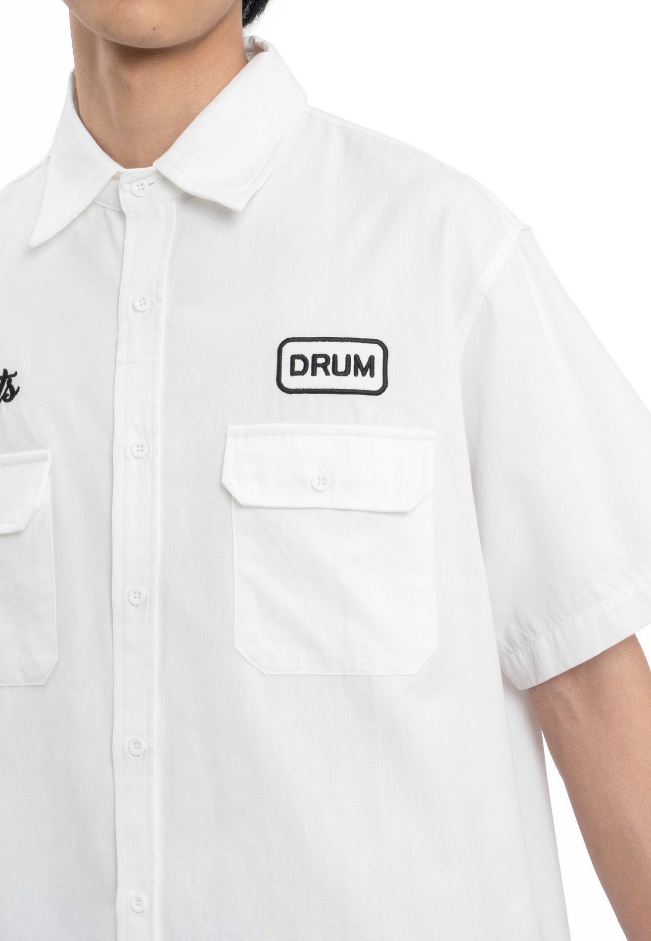 Select Logo Embroidery Mechanic Short Sleeve Shirt- White