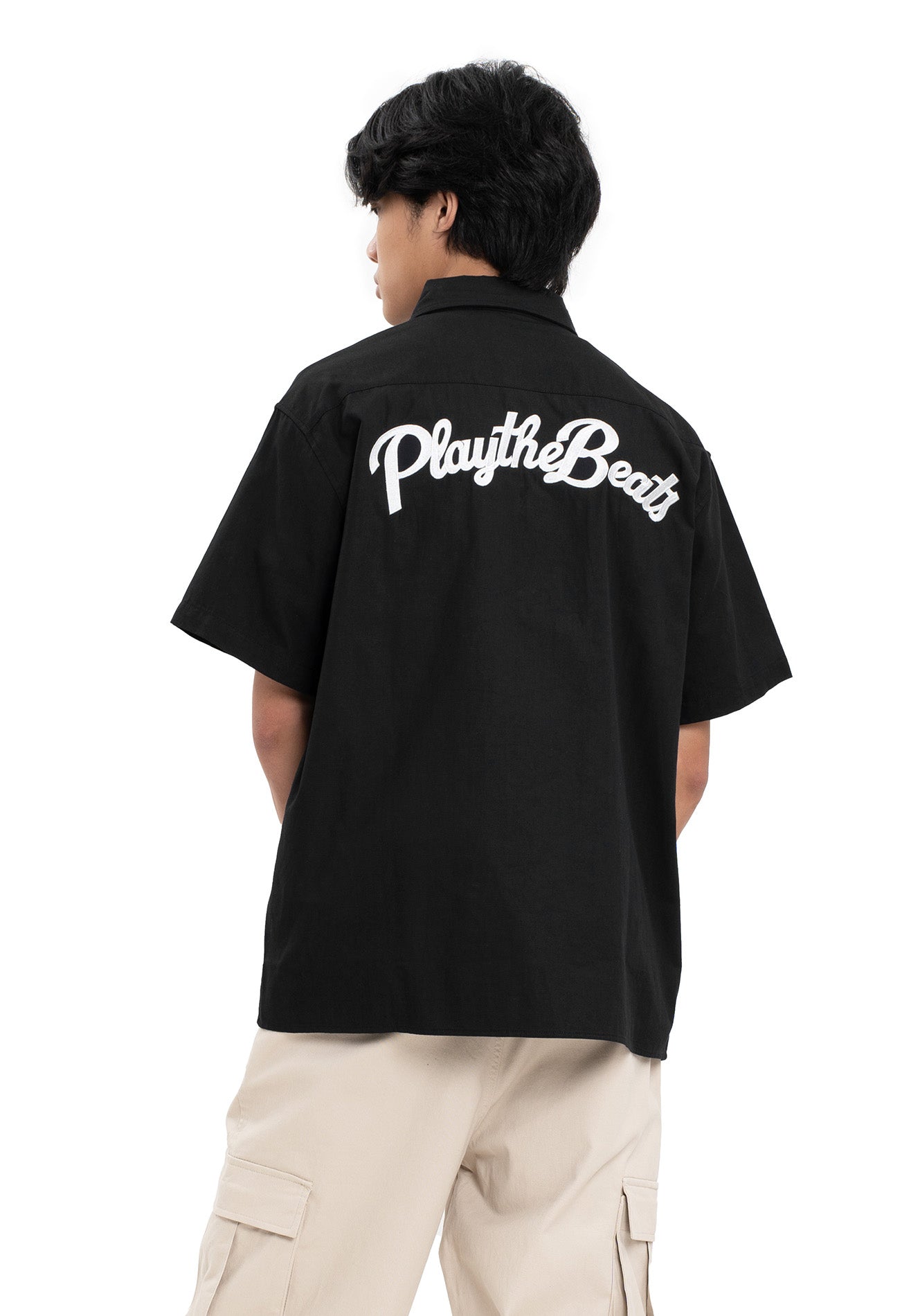 Select Logo Embroidery Mechanic Short Sleeve Shirt- Black