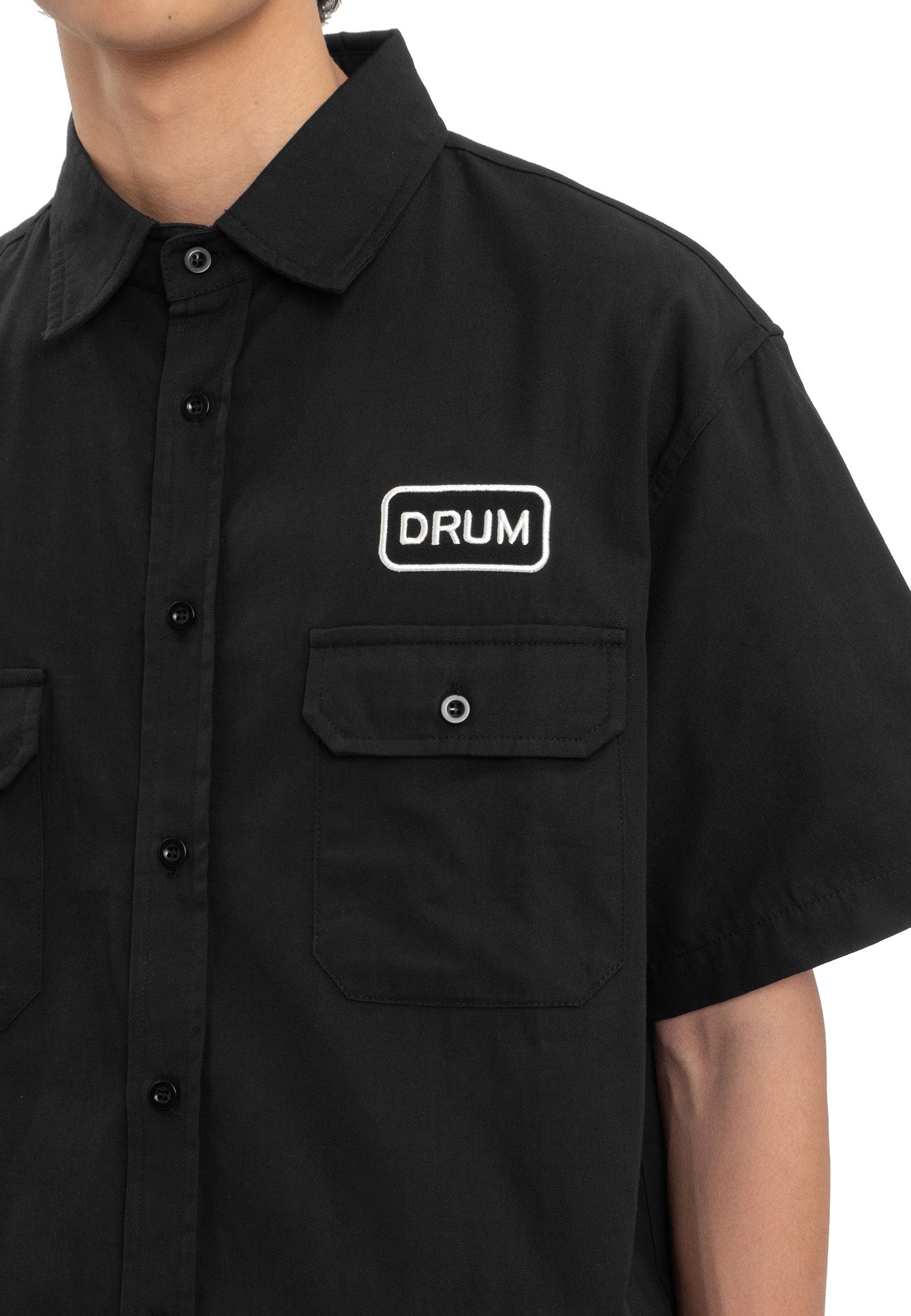 Select Logo Embroidery Mechanic Short Sleeve Shirt- Black