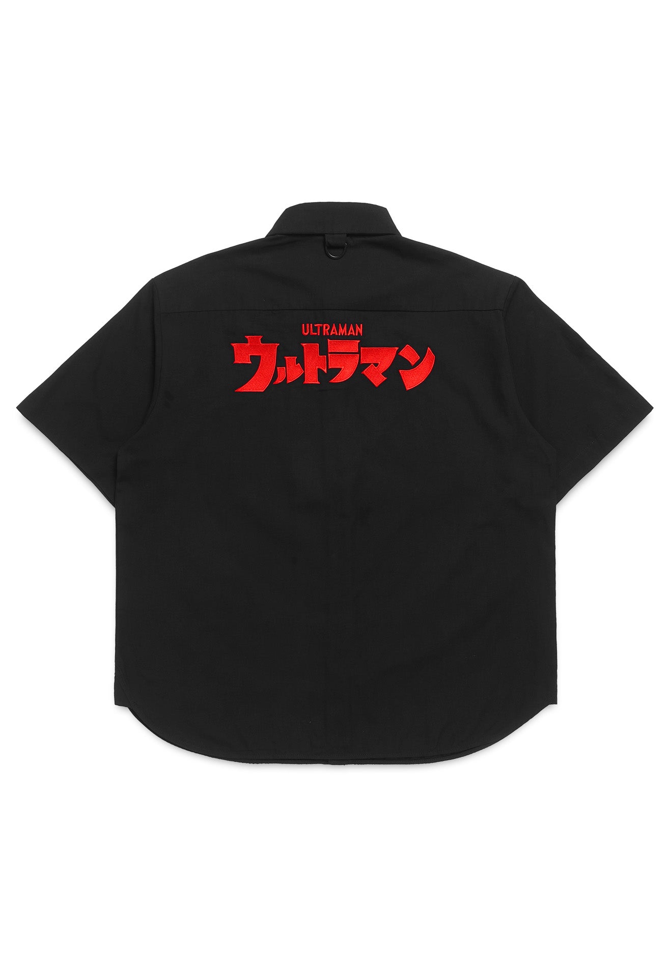 DRUM | ULTRAMAN Embroidery Casual Short Sleeve Work Shirt- Black