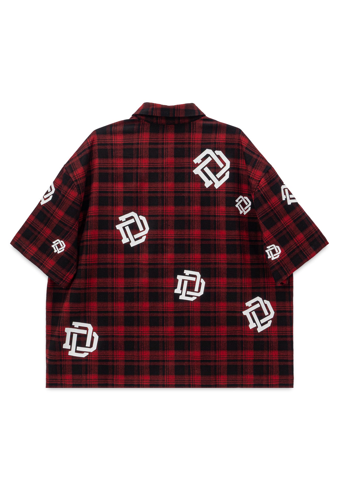 DRUM S. Checkmate Edition Icon Print Short Sleeve Boxy Shirt- Red