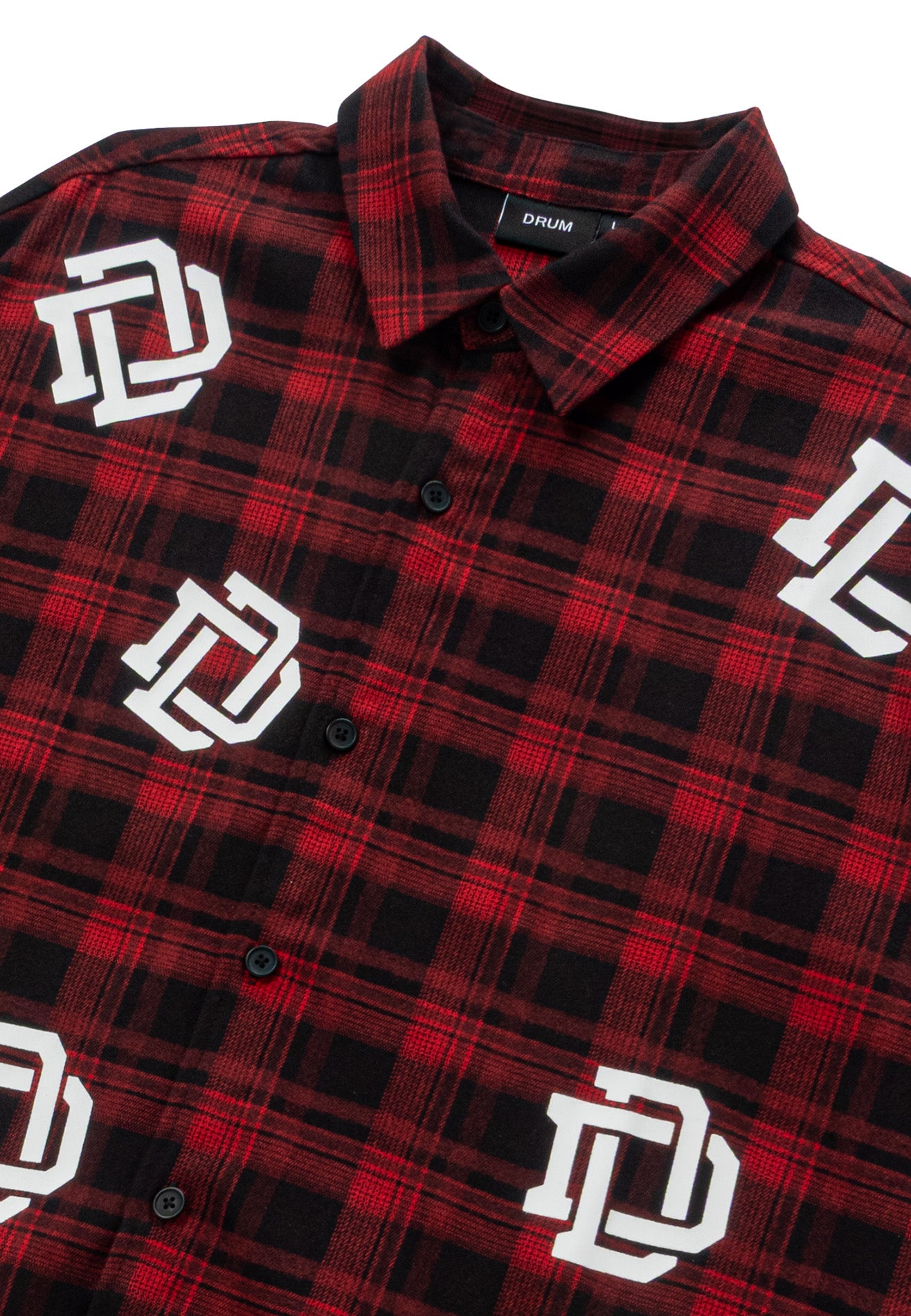 DRUM S. Checkmate Edition Icon Print Short Sleeve Boxy Shirt- Red