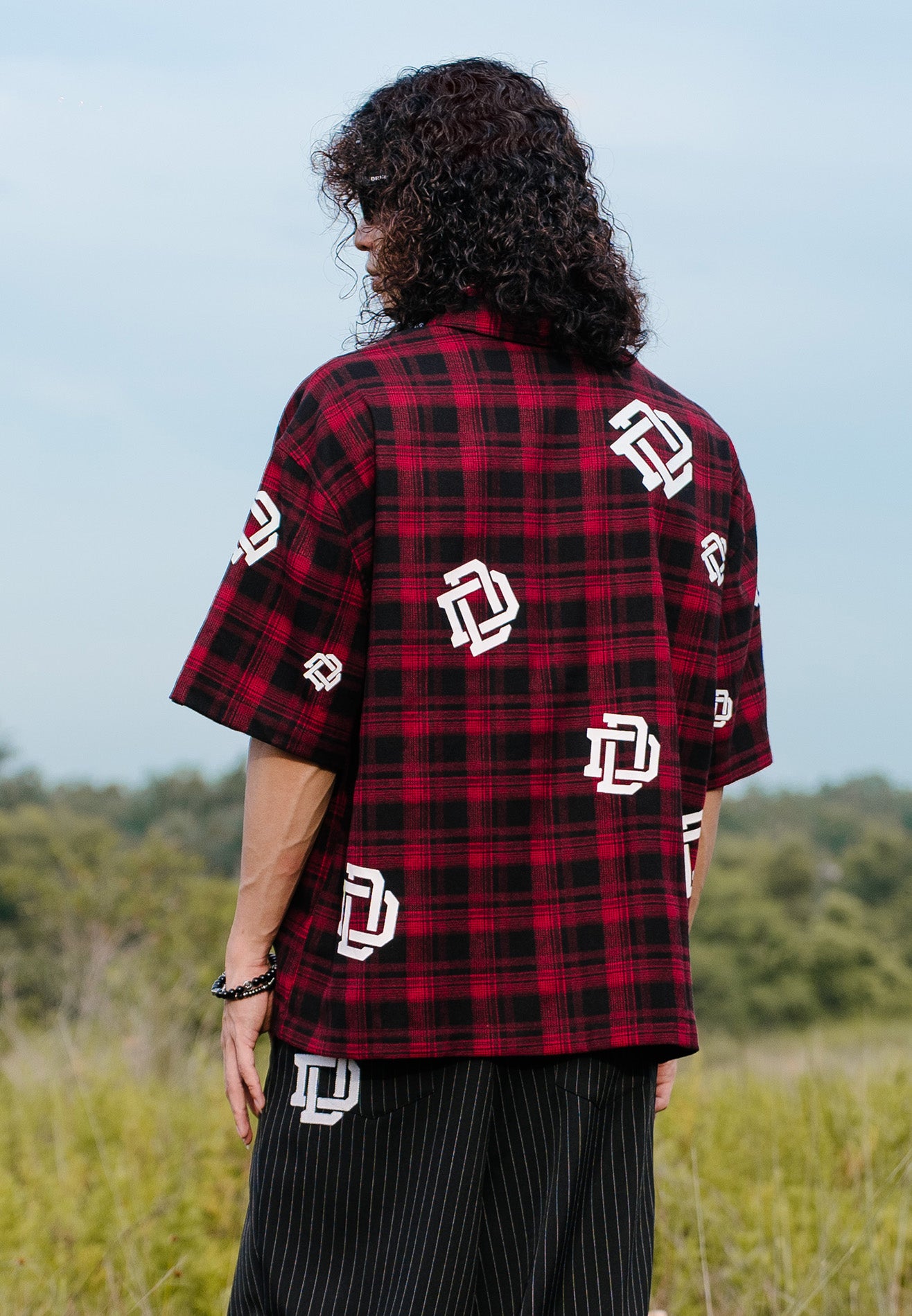 DRUM S. Checkmate Edition Icon Print Short Sleeve Boxy Shirt- Red