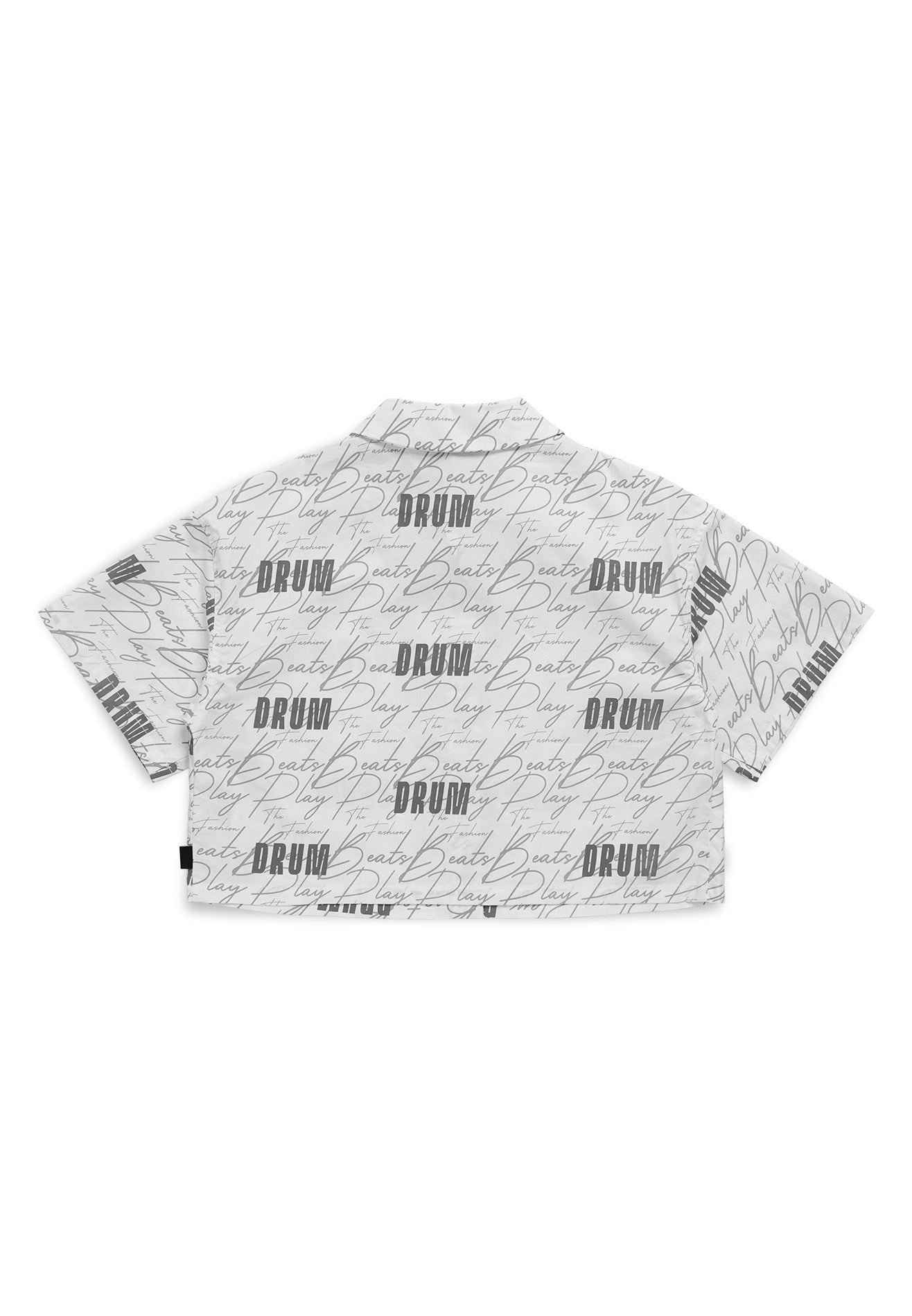 Select Women Full Print Short Sleeve Crop Shirt- White