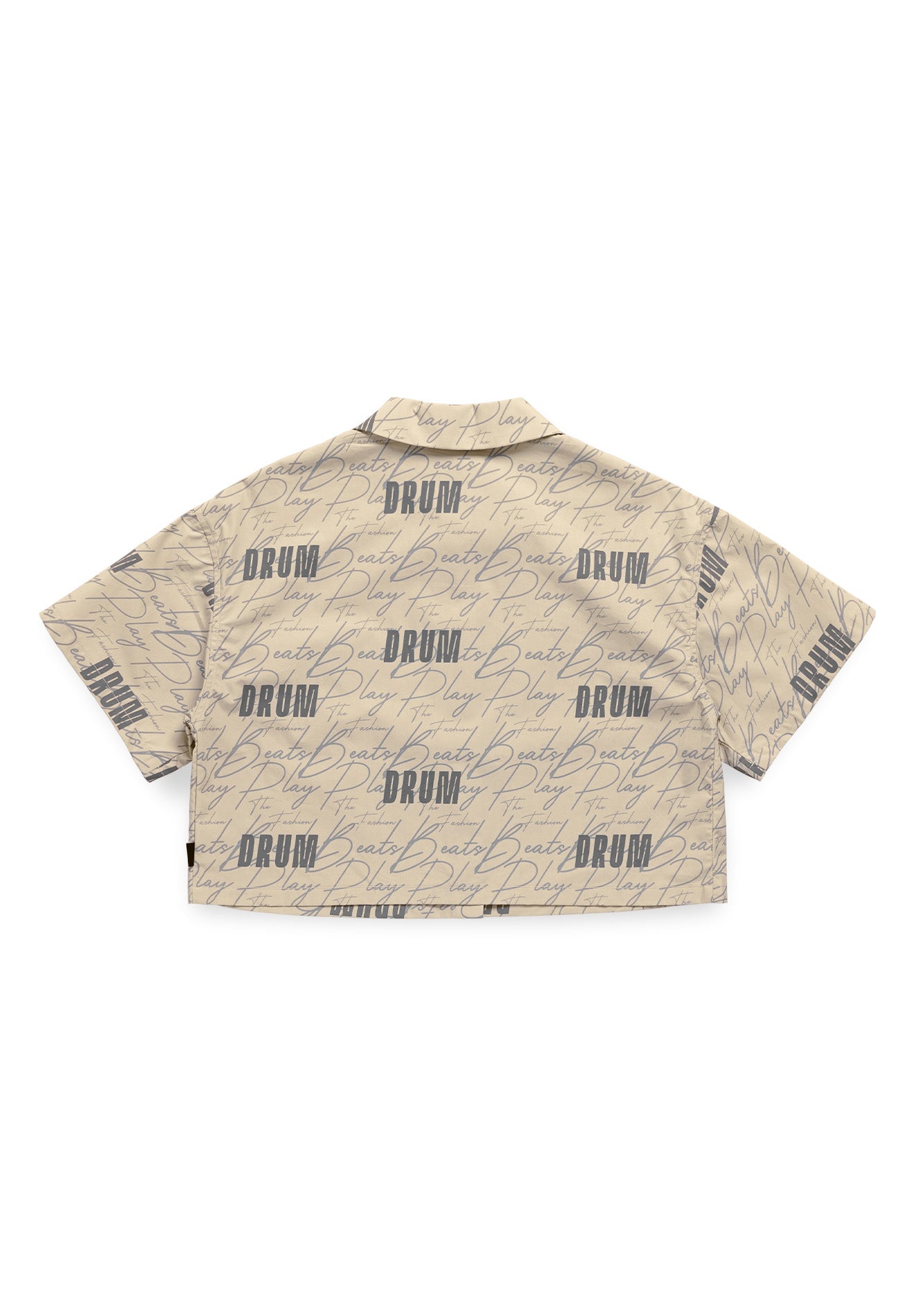 Select Women Full Print Short Sleeve Crop Shirt- Light Khaki