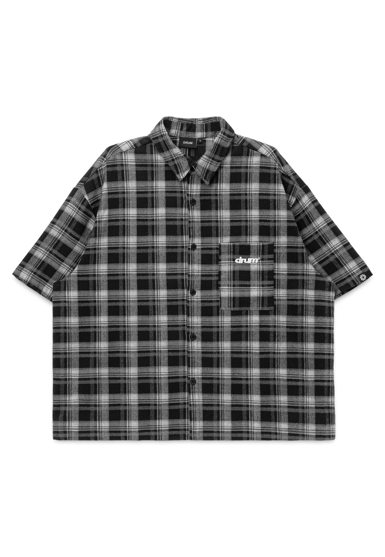 DRUM S. Checkmate Edition Short Sleeve Boxy Shirt- Black