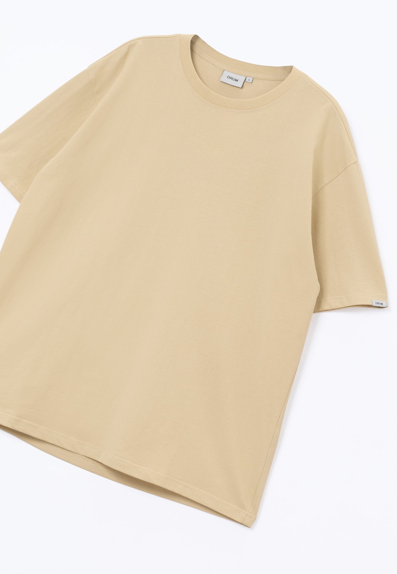Drum E. Casual Cut & Sew Relaxed Fit Tee- Light Khaki