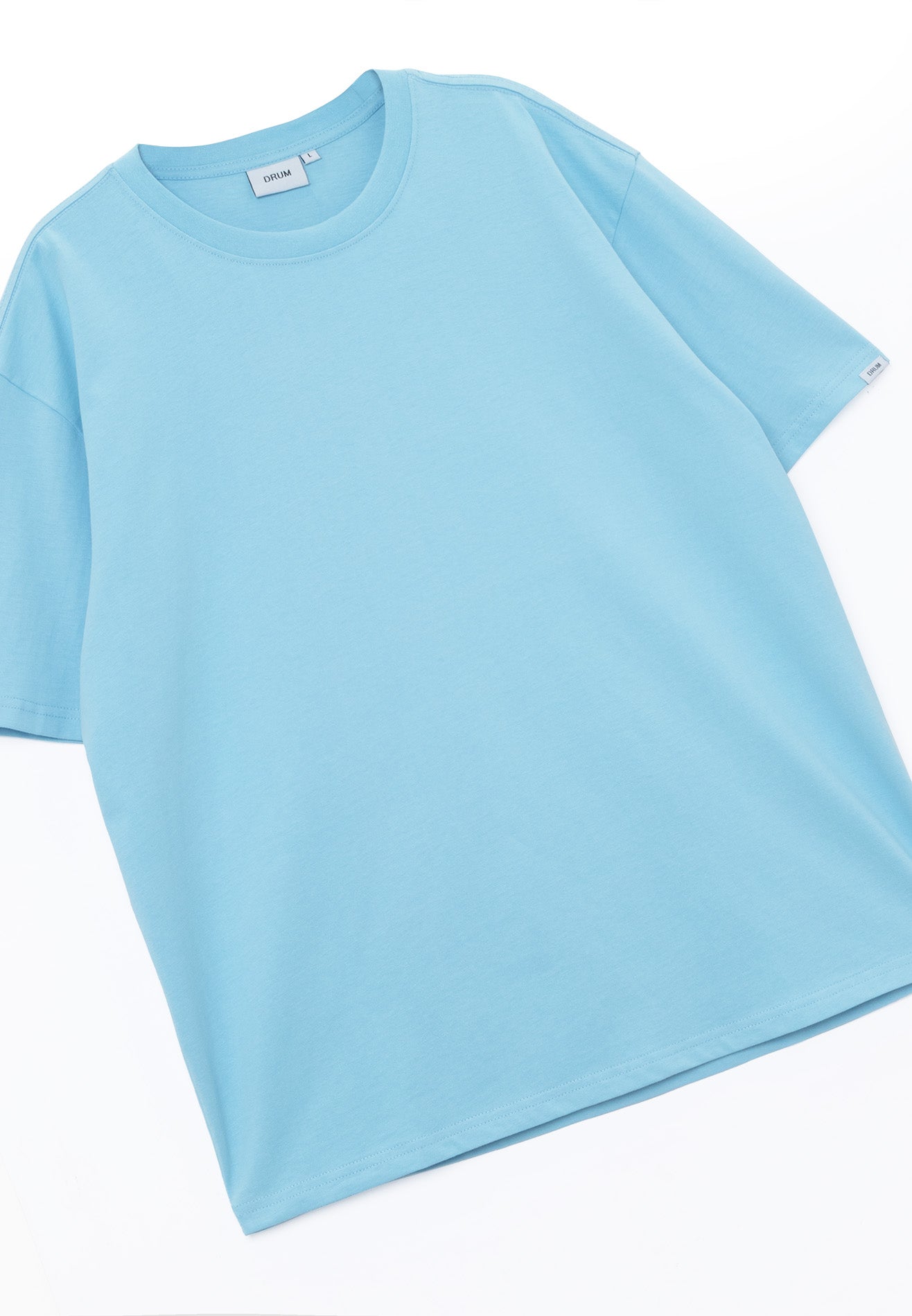 Drum E. Casual Cut & Sew Relaxed Fit Tee- Light Blue