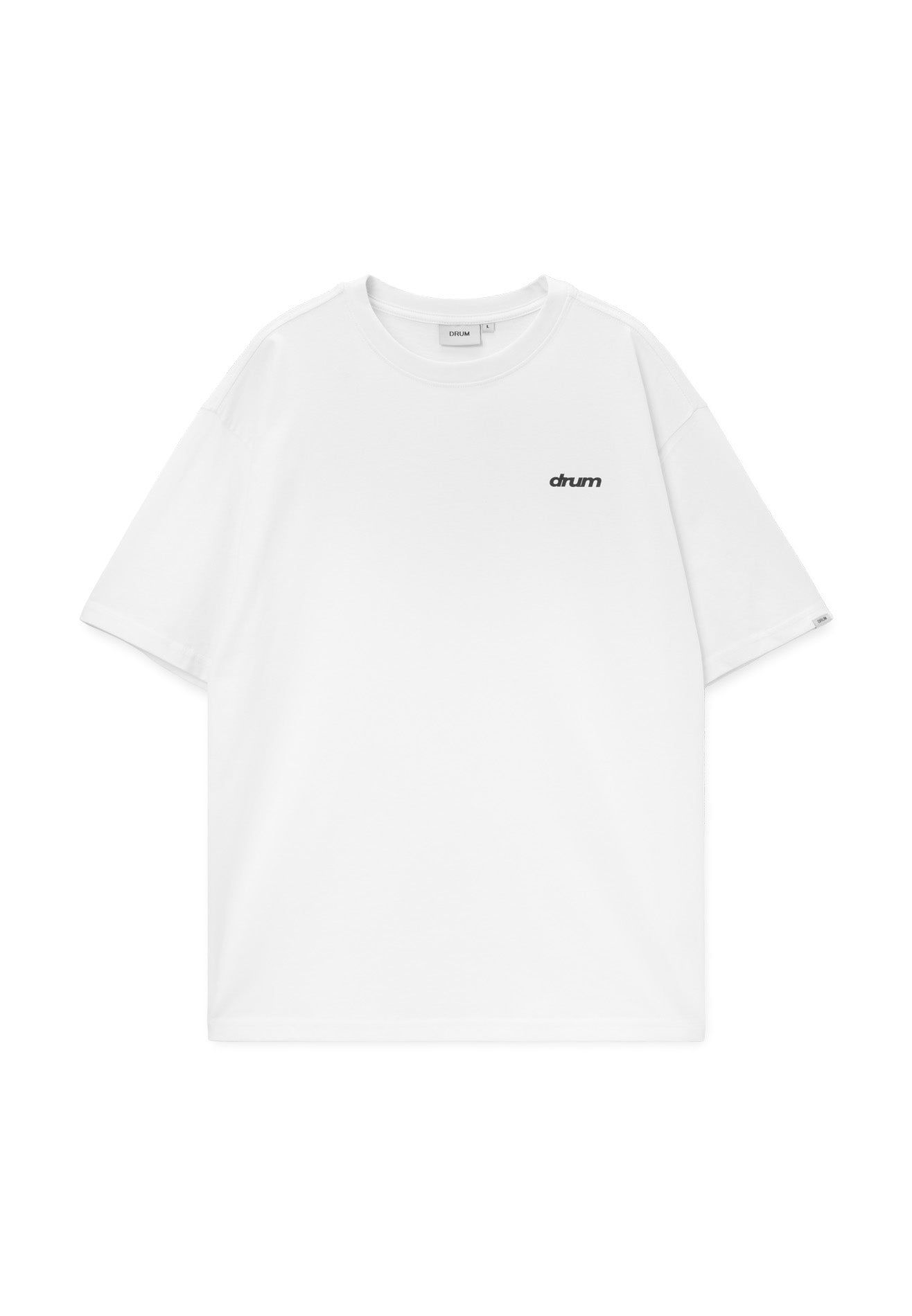 DRUM E. Casual Logo Relaxed Fit Tee- White