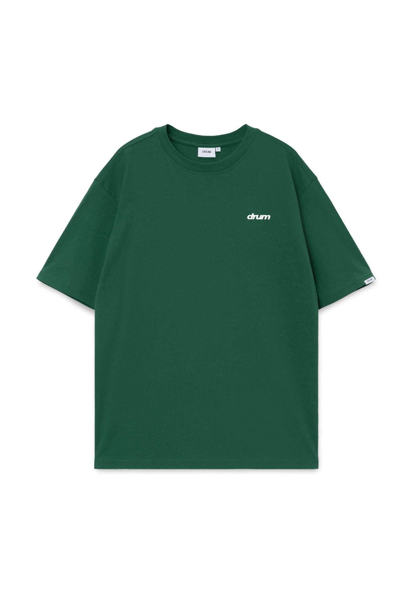 DRUM E. Casual Logo Relaxed Fit Tee- Dark Green