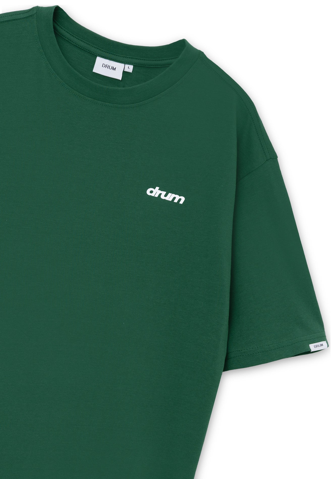 DRUM E. Casual Logo Relaxed Fit Tee- Dark Green
