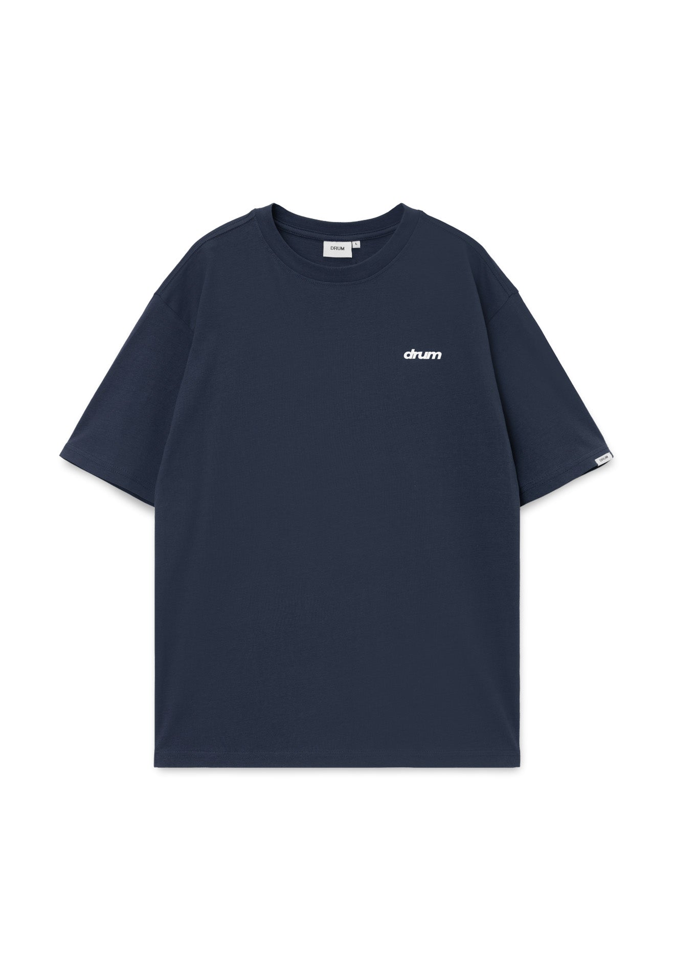 DRUM E. Casual Logo Relaxed Fit Tee- Navy