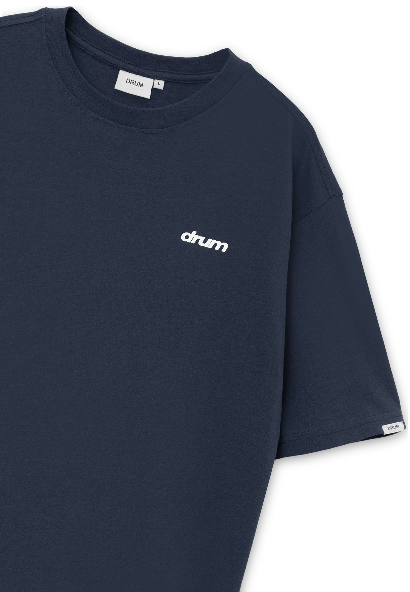 DRUM E. Casual Logo Relaxed Fit Tee- Navy