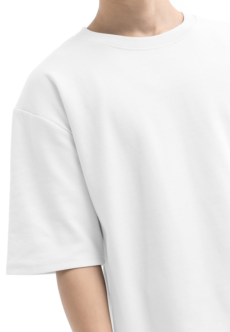 DRUM Select Oversized Texture Short Sleeve Tee- White