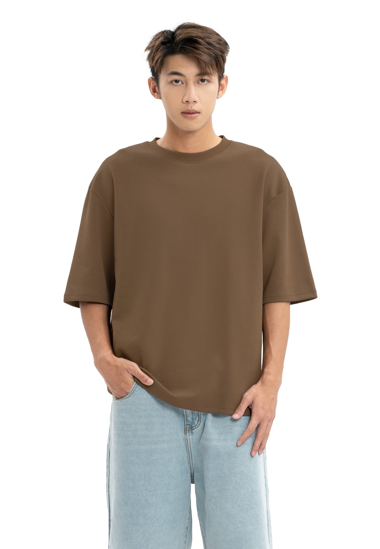 DRUM Select Oversized Comfy Short Sleeve Tee- Brown