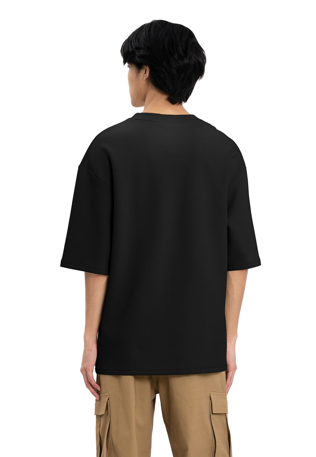 Select Oversized Casual Short Sleeve Tee- Black