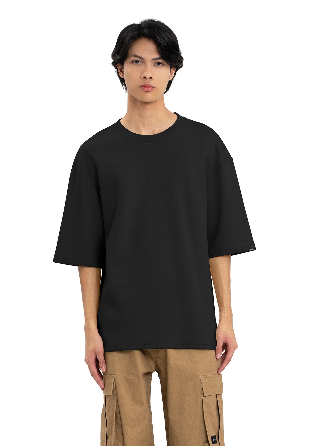 Select Oversized Casual Short Sleeve Tee- Black