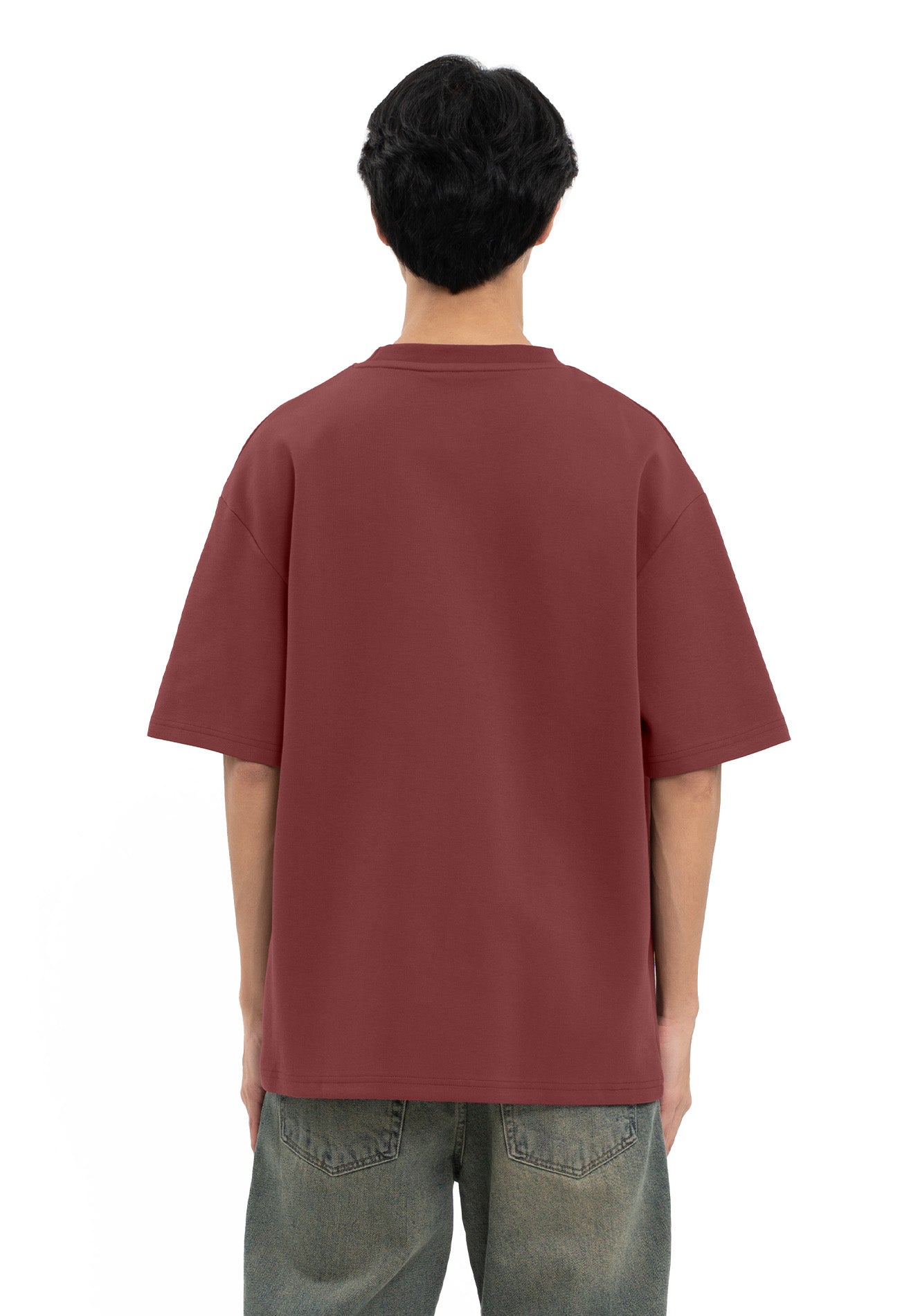 Select Colour Classic Oversized Tee- Maroon