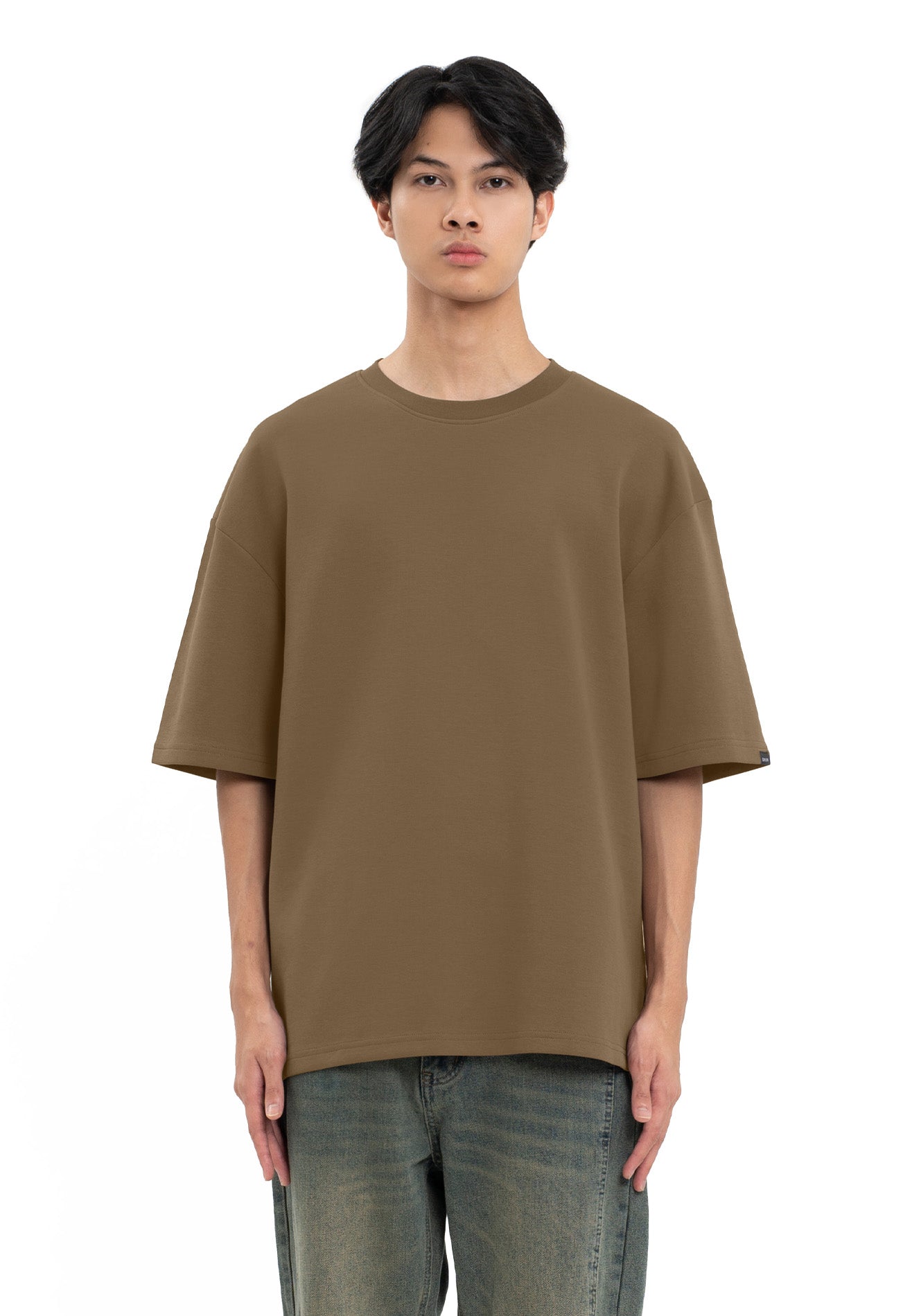 Select Colour Classic Oversized Tee- Brown