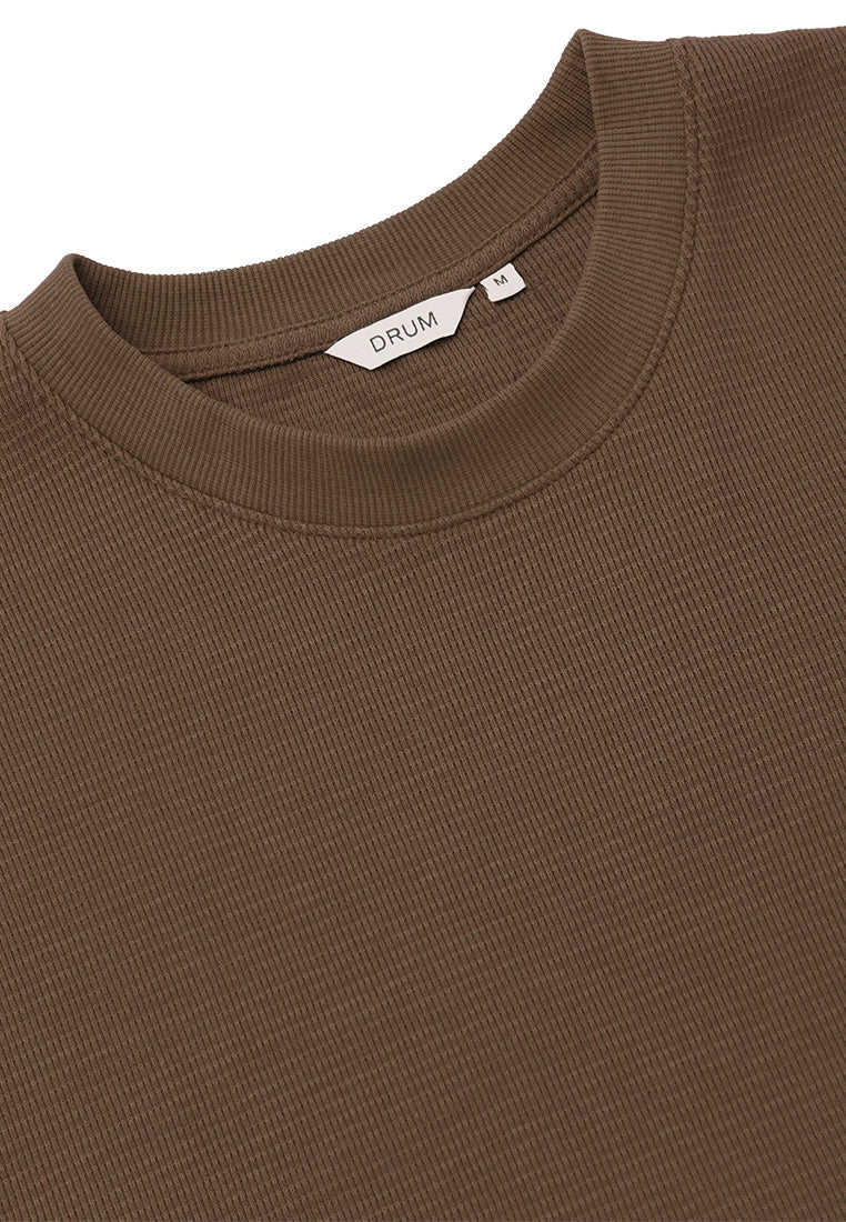 DRUM Select Waffle Oversized Tee- Brown