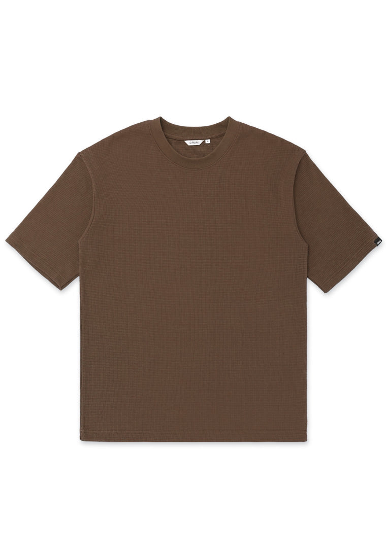 DRUM Select Waffle Oversized Tee- Brown