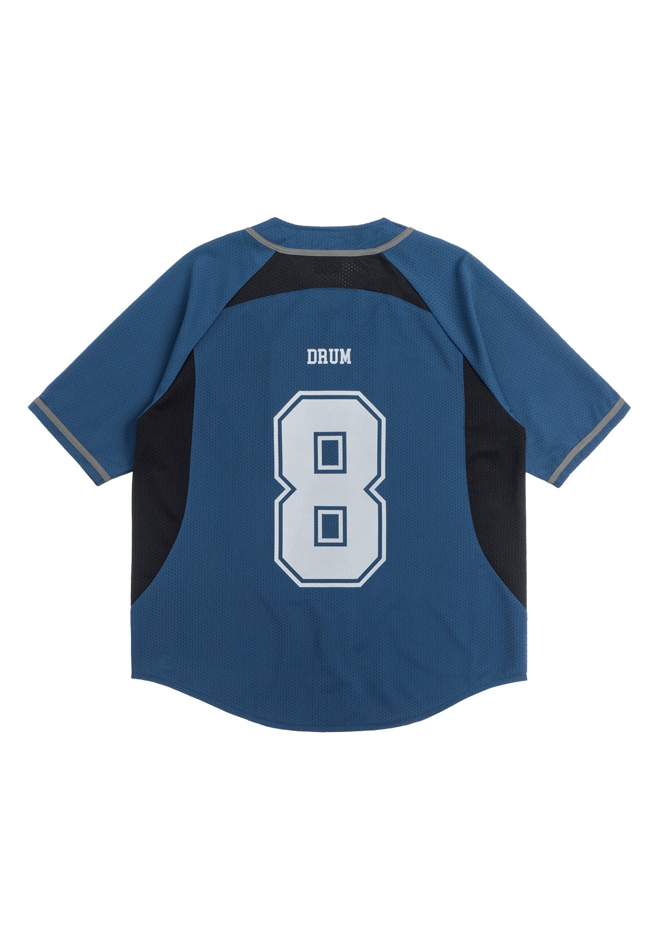 DRUM S. Reflective Patchwork Oversized Baseball Shirt- Navy