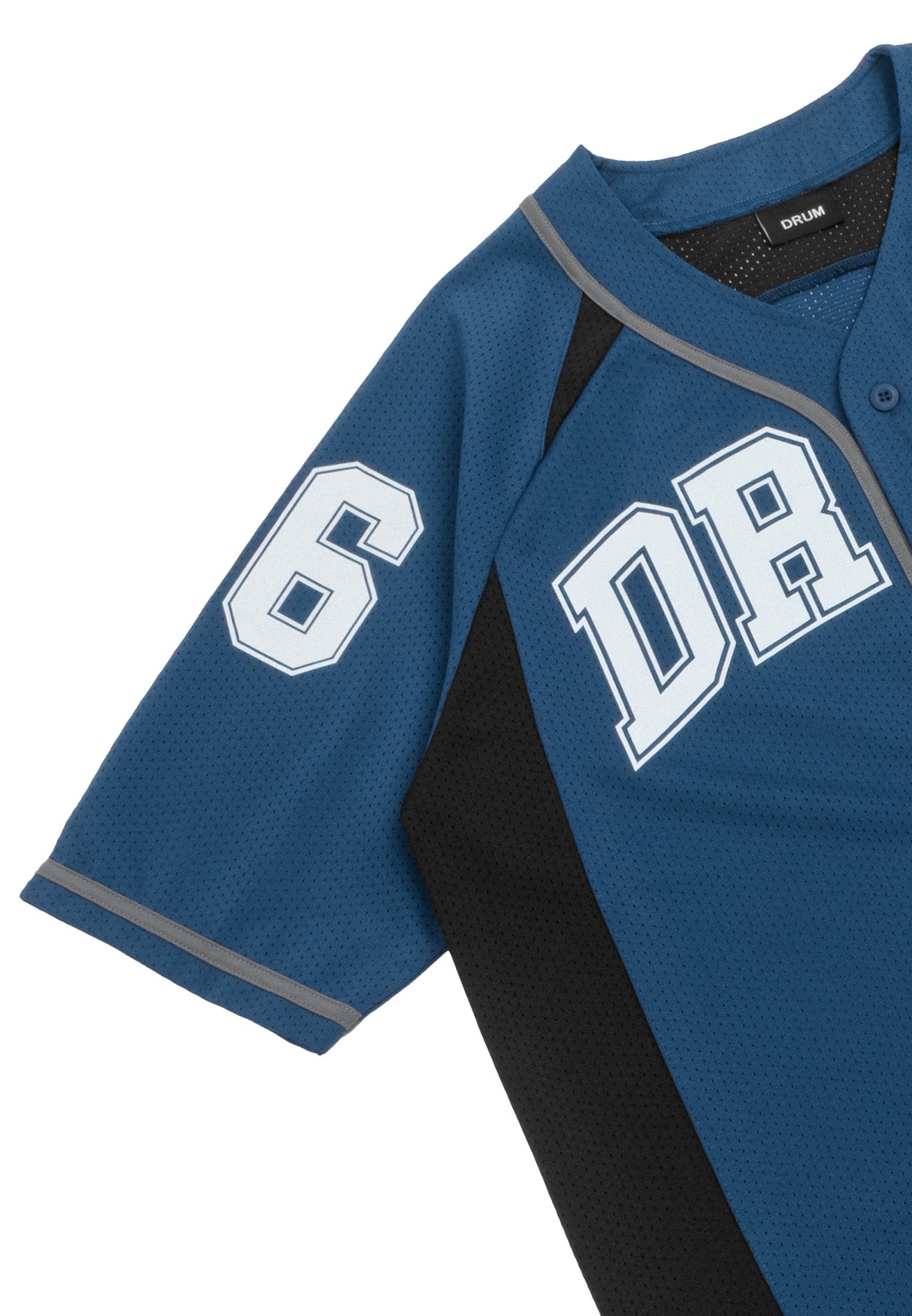 DRUM S. Reflective Patchwork Oversized Baseball Shirt- Navy