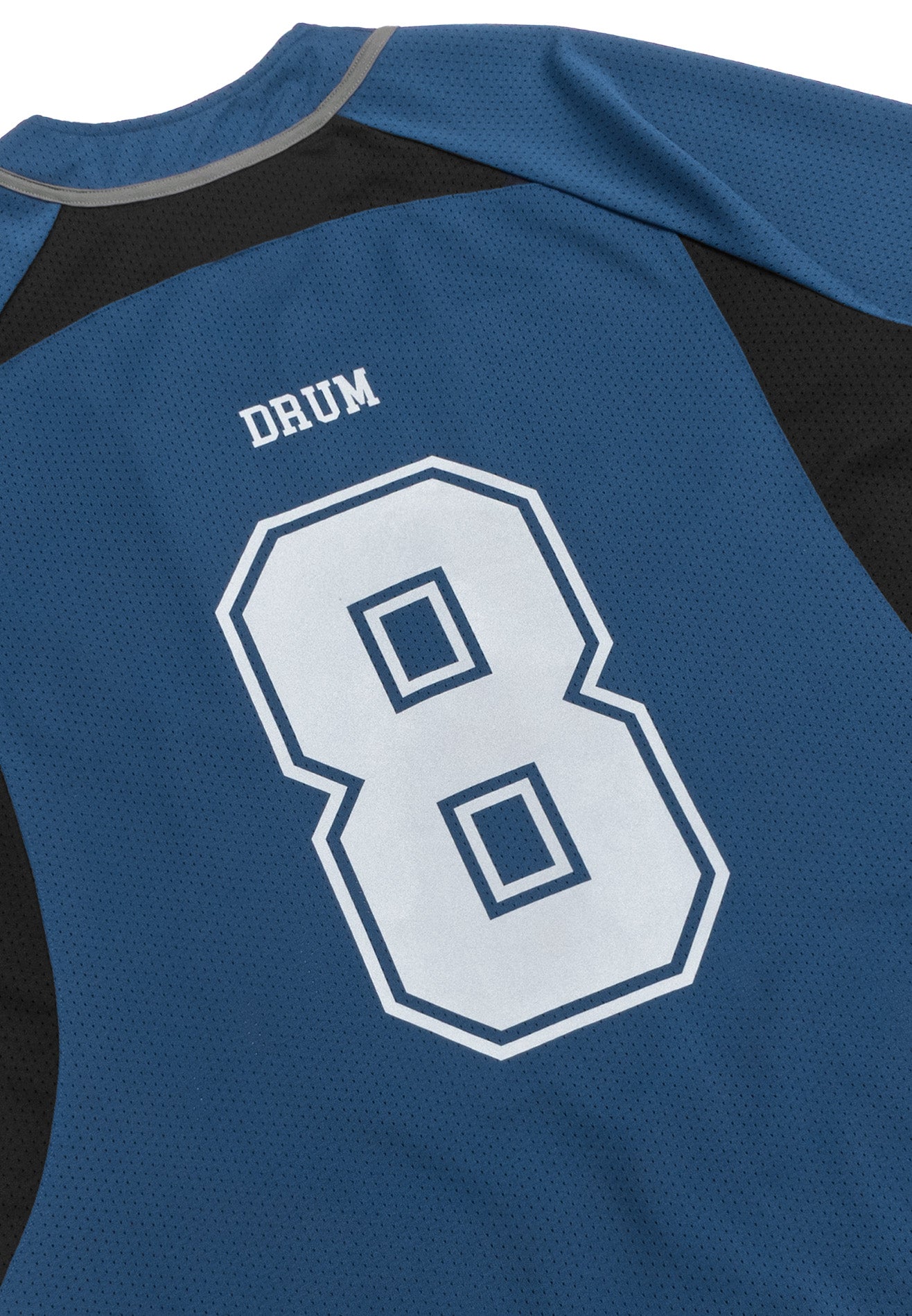 DRUM S. Reflective Patchwork Oversized Baseball Shirt- Navy