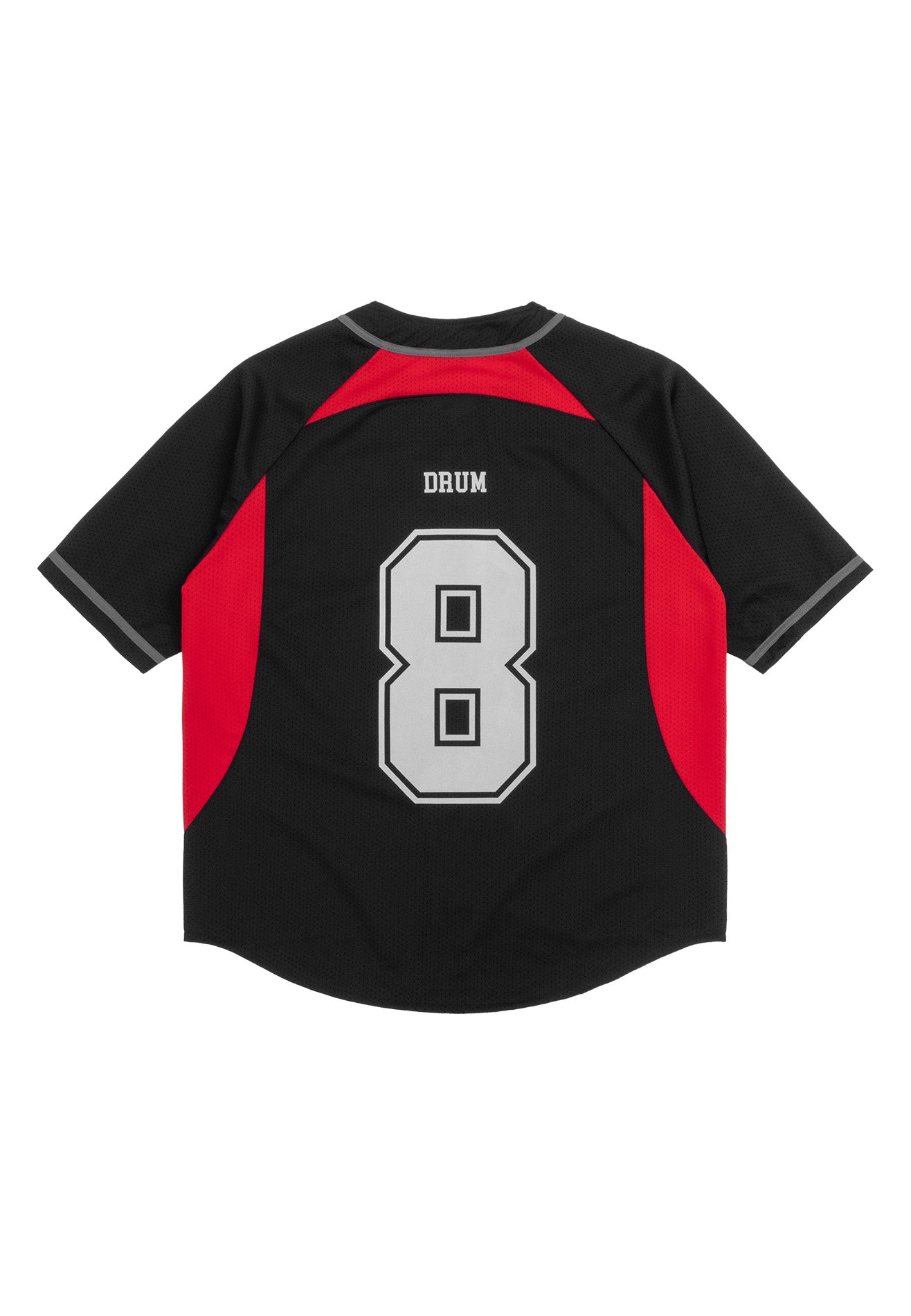 DRUM S. Reflective Patchwork Oversized Baseball Shirt- Black