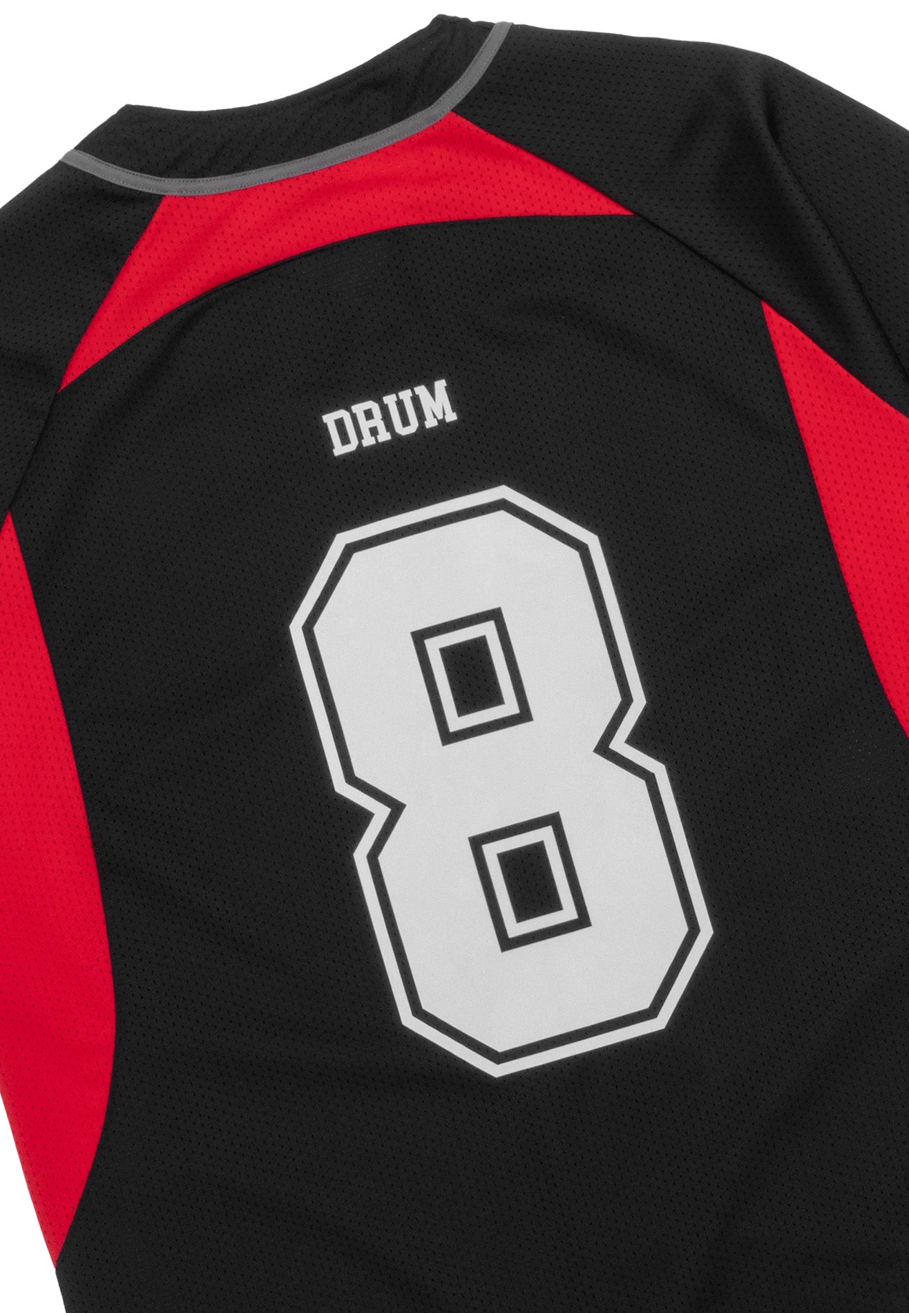 DRUM S. Reflective Patchwork Oversized Baseball Shirt- Black