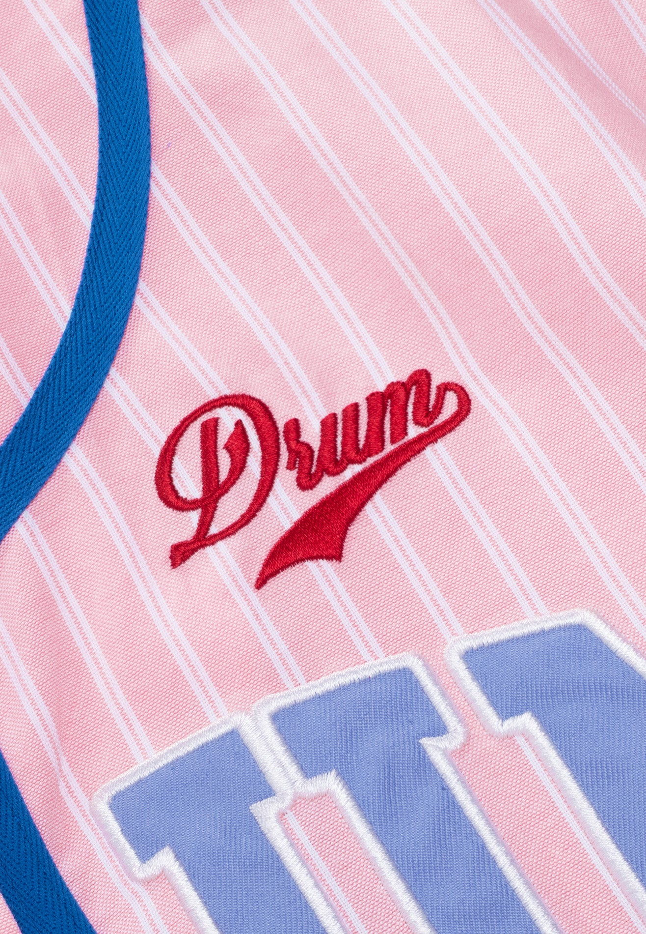 DRUM S. Ladies Stripe Print Baseball Shirt- Pink