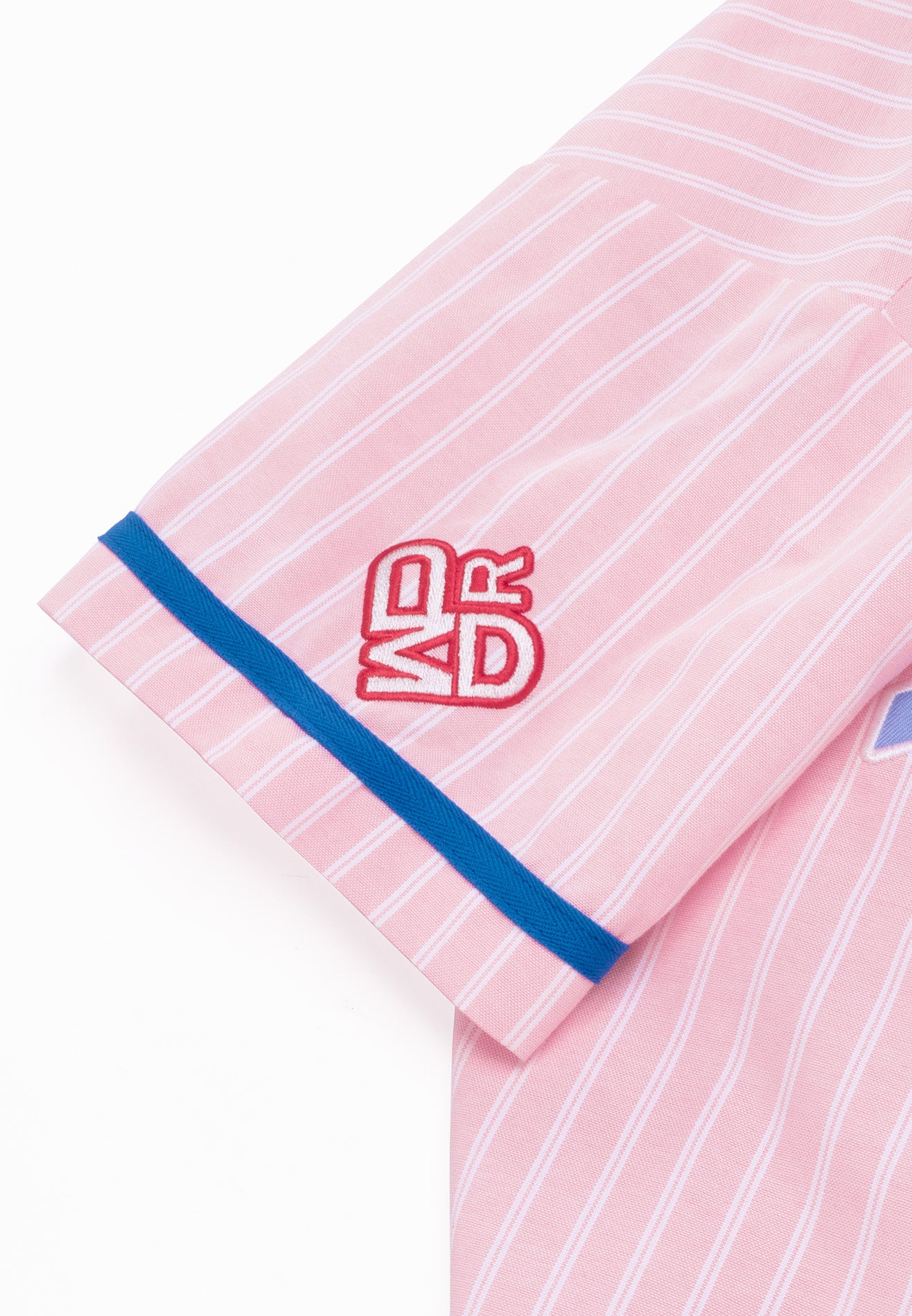 DRUM S. Ladies Stripe Print Baseball Shirt- Pink