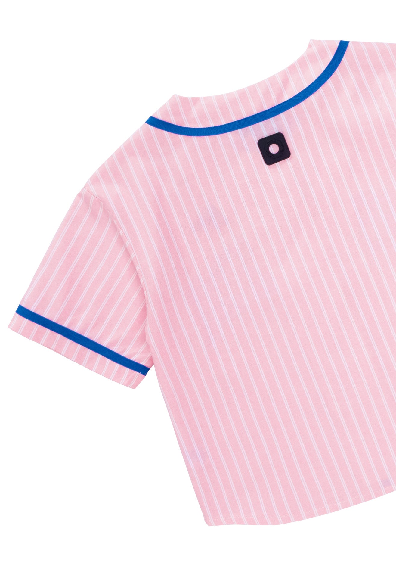 DRUM S. Ladies Stripe Print Baseball Shirt- Pink