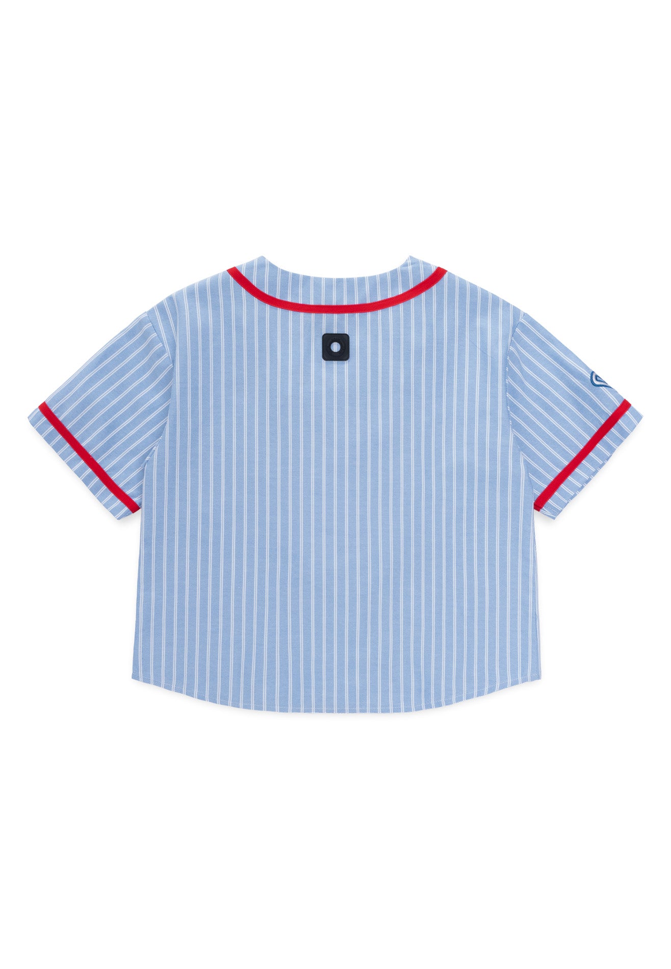 DRUM S. Ladies Stripe Print Baseball Shirt- Light Blue