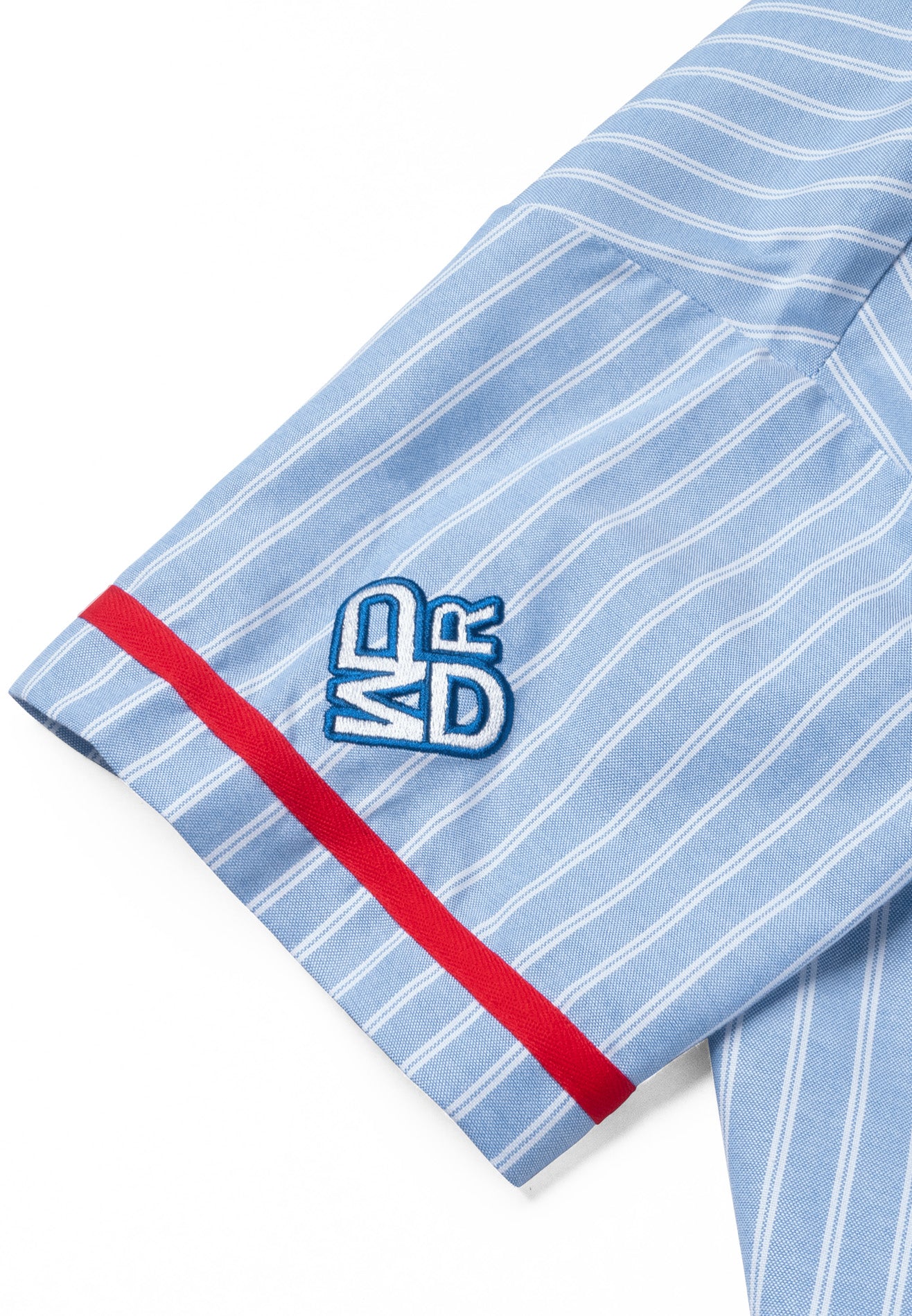 DRUM S. Ladies Stripe Print Baseball Shirt- Light Blue