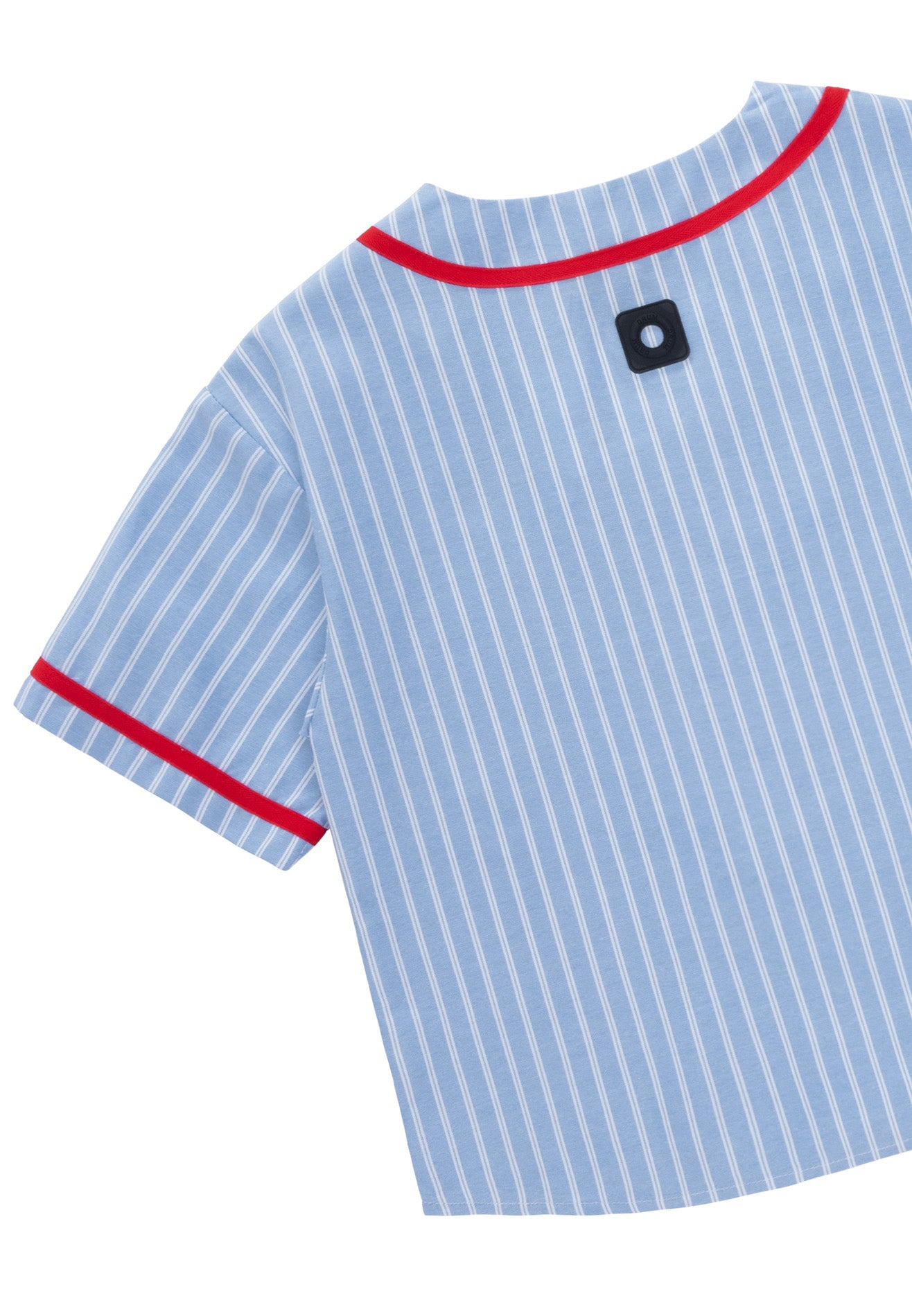 DRUM S. Ladies Stripe Print Baseball Shirt- Light Blue