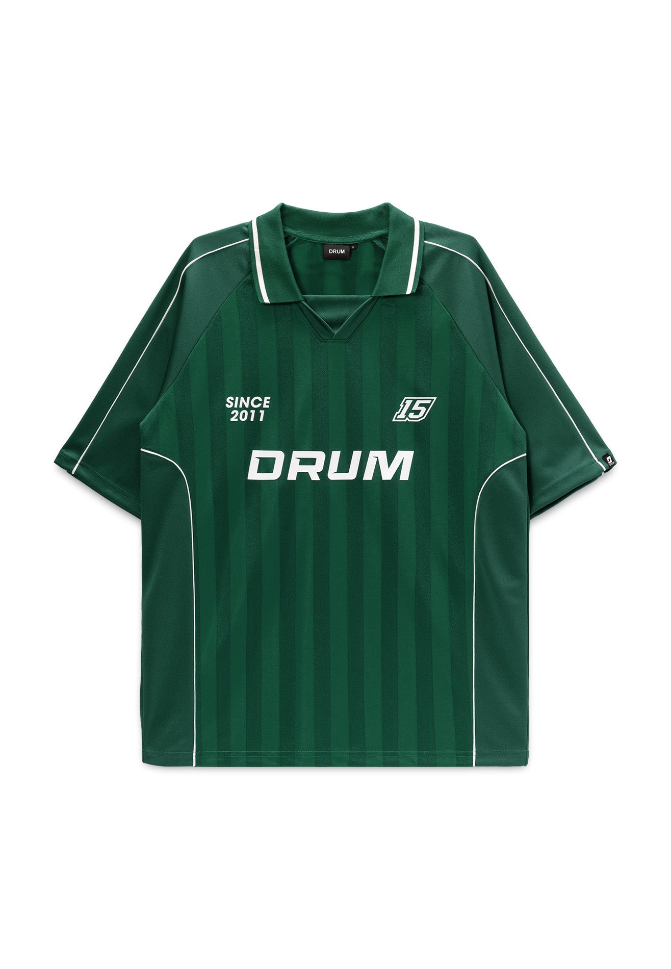 DRUM S. Striped Polo Jersey- Dark Green