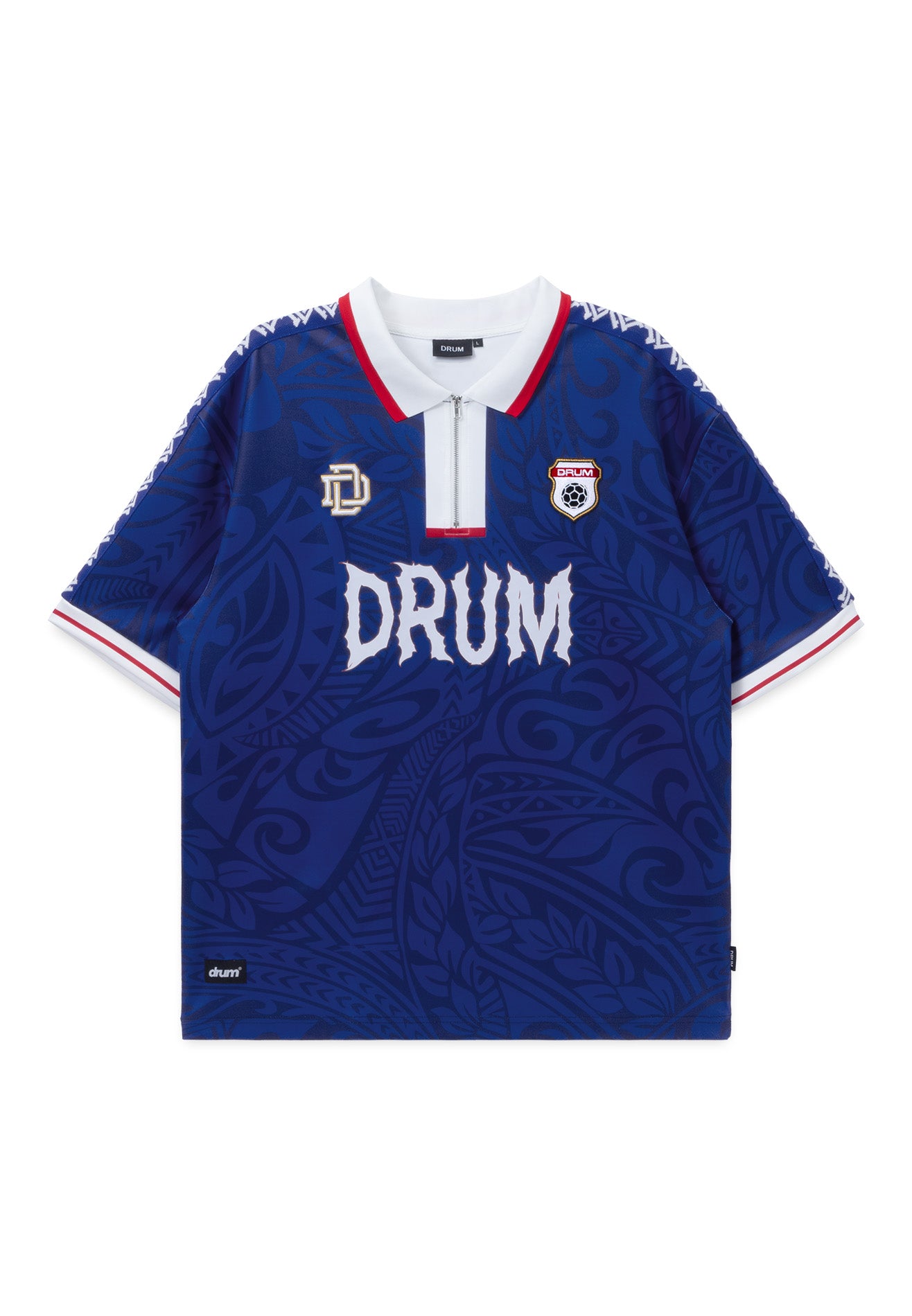DRUM S. Football Collection Zipper Polo Jersey - Blue