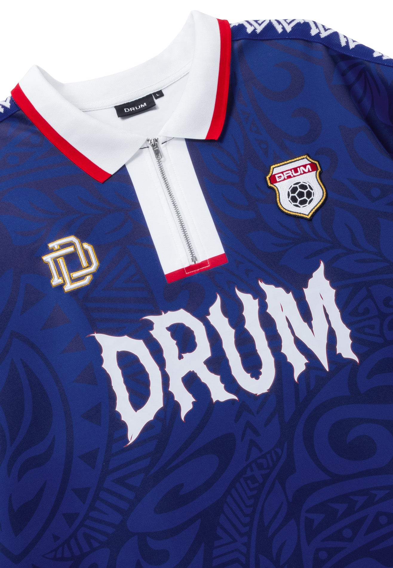 DRUM S. Football Collection Zipper Polo Jersey - Blue