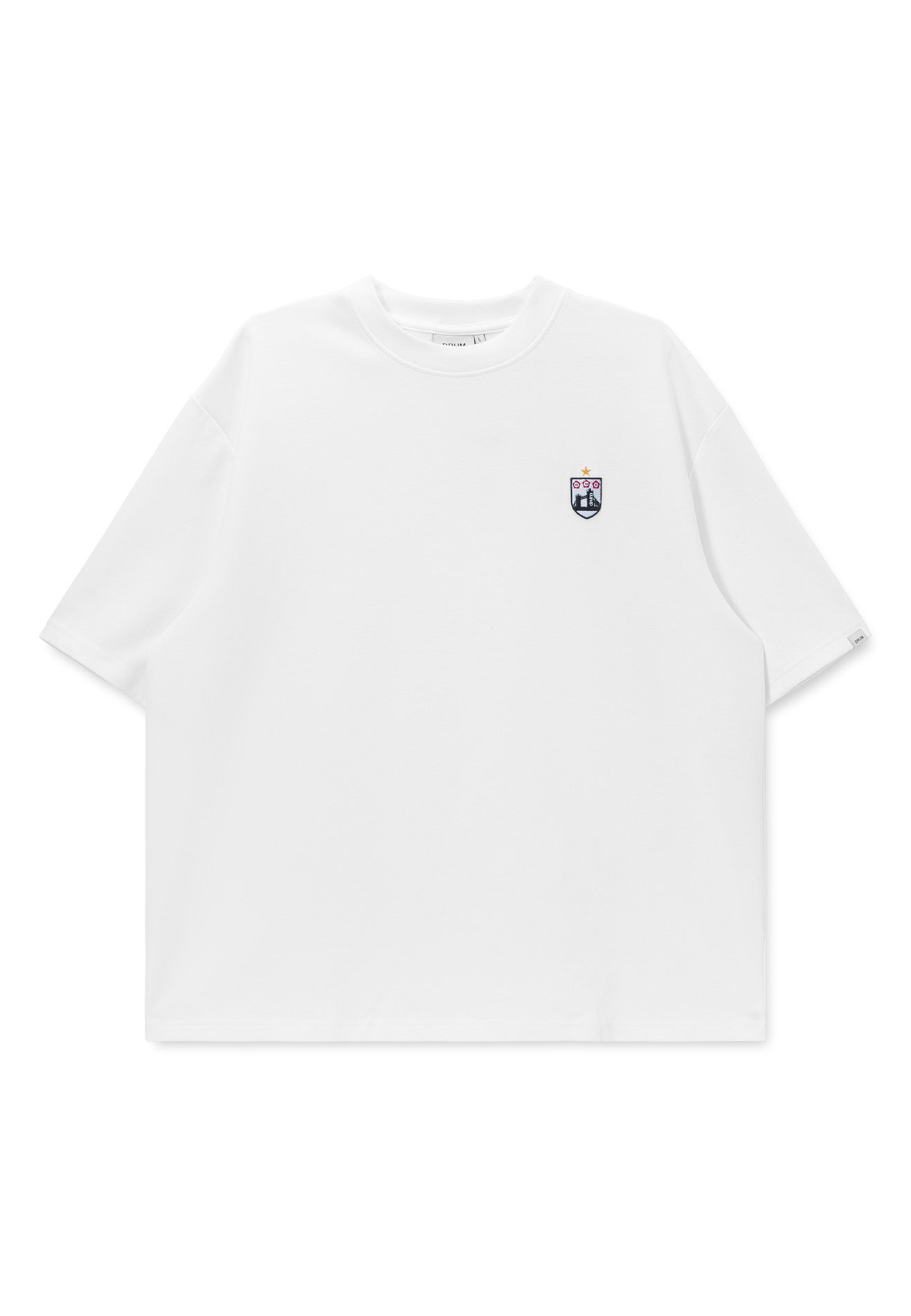 DRUM E. Football Collection Icon Embroidery Oversized Tee - White