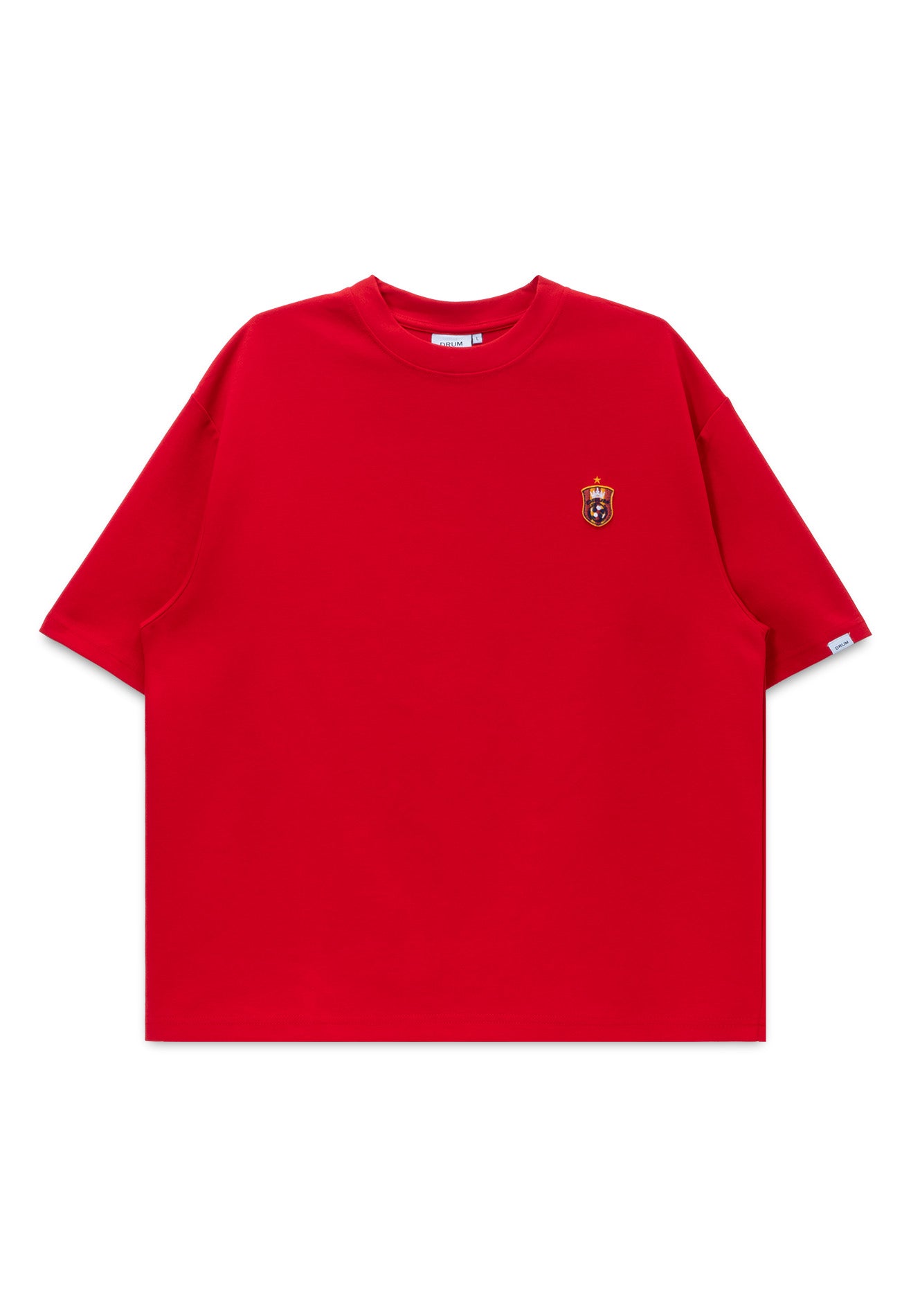 DRUM E. Football Collection Icon Embroidery Oversized Tee - Red
