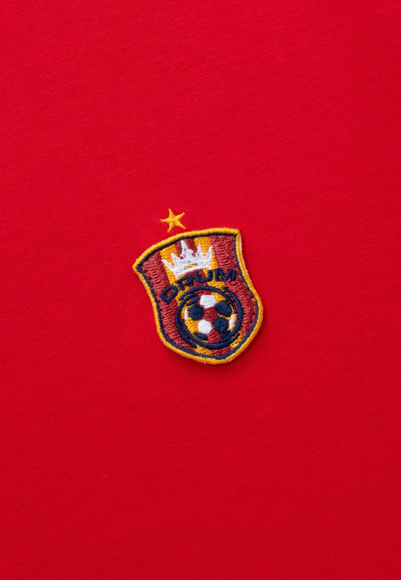 DRUM E. Football Collection Icon Embroidery Oversized Tee - Red
