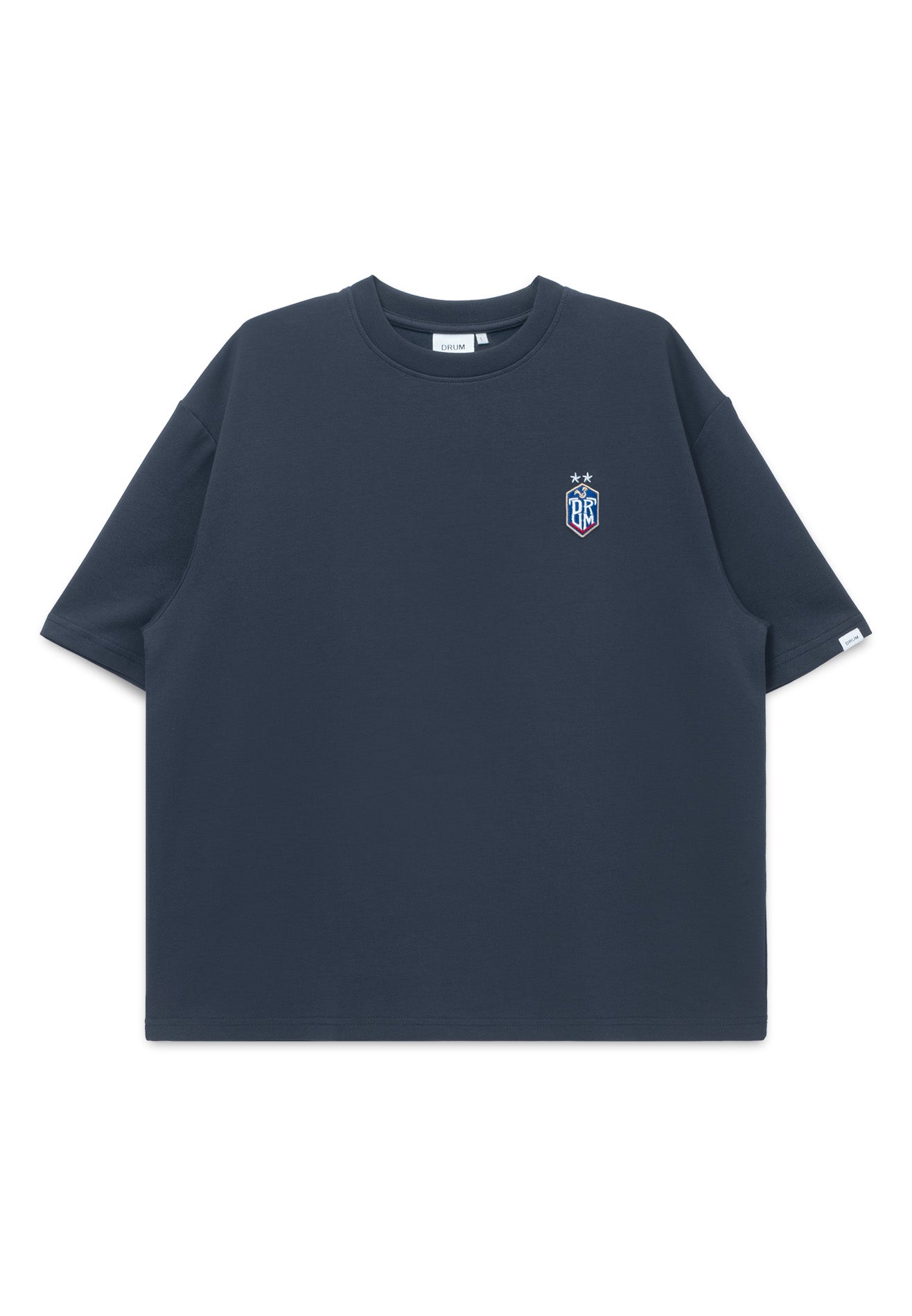 DRUM E. Football Collection Icon Embroidery Oversized Tee - Navy