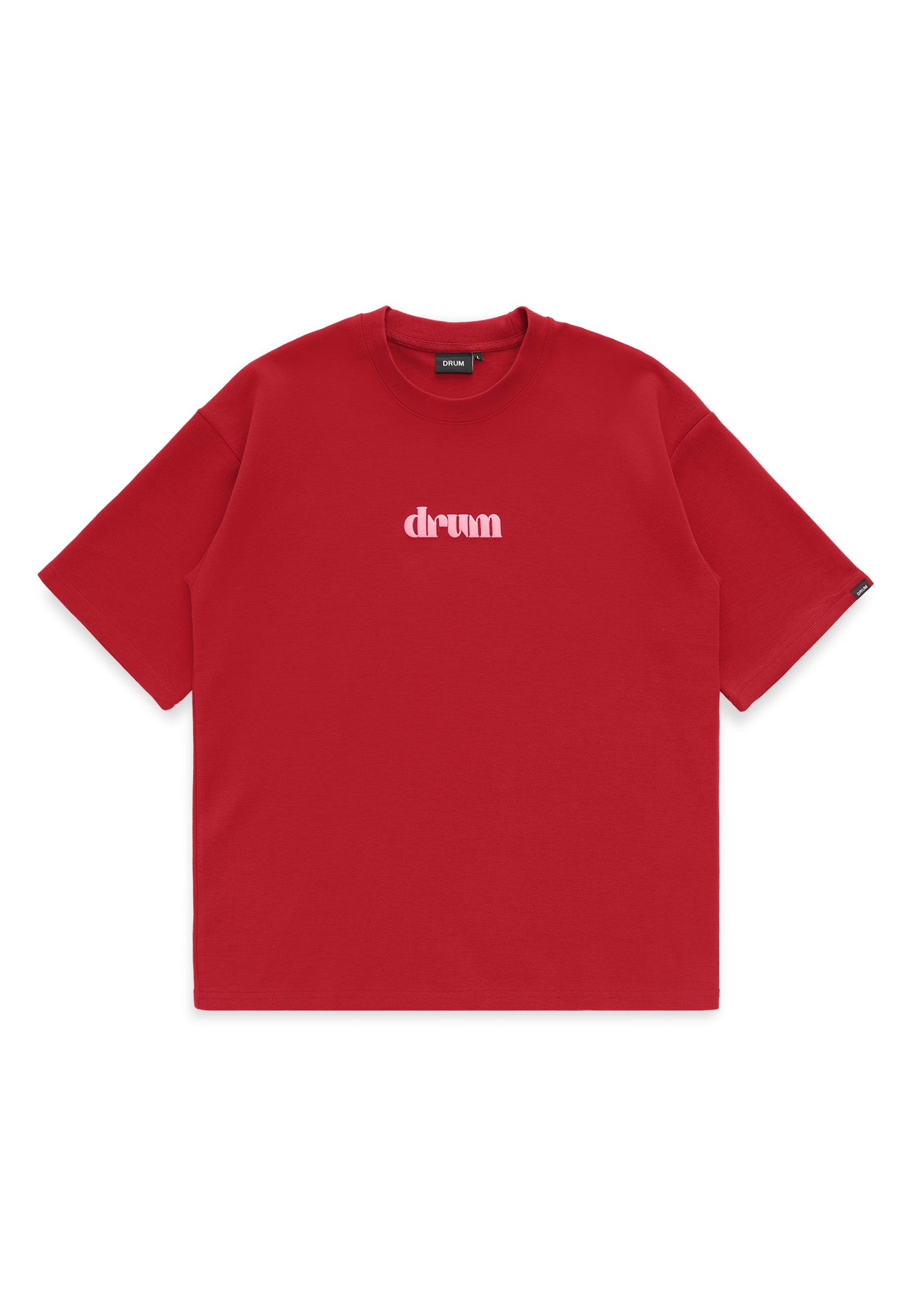 DRUM Evergreen Puff Print Oversized Tee- Red