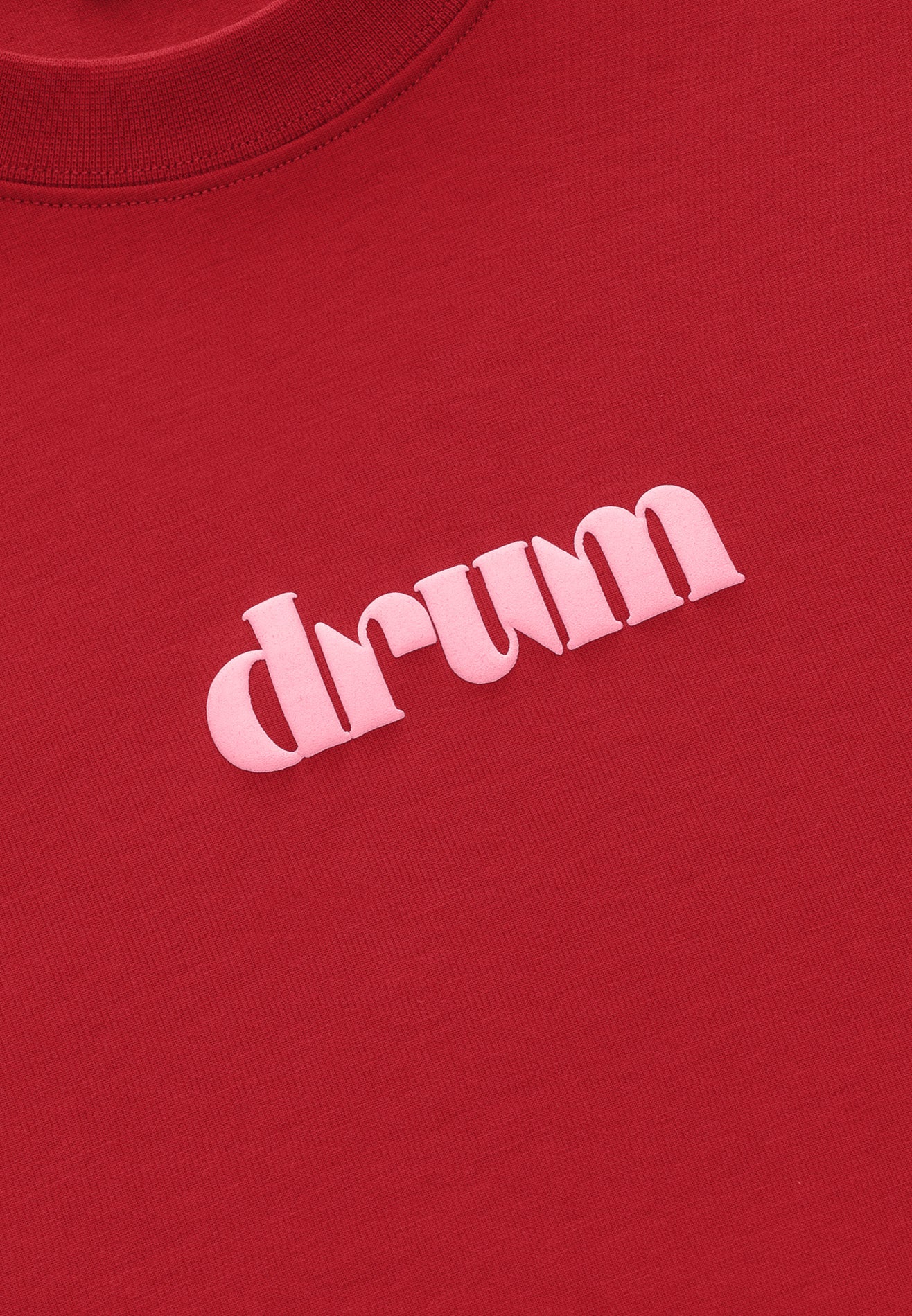 DRUM Evergreen Puff Print Oversized Tee- Red